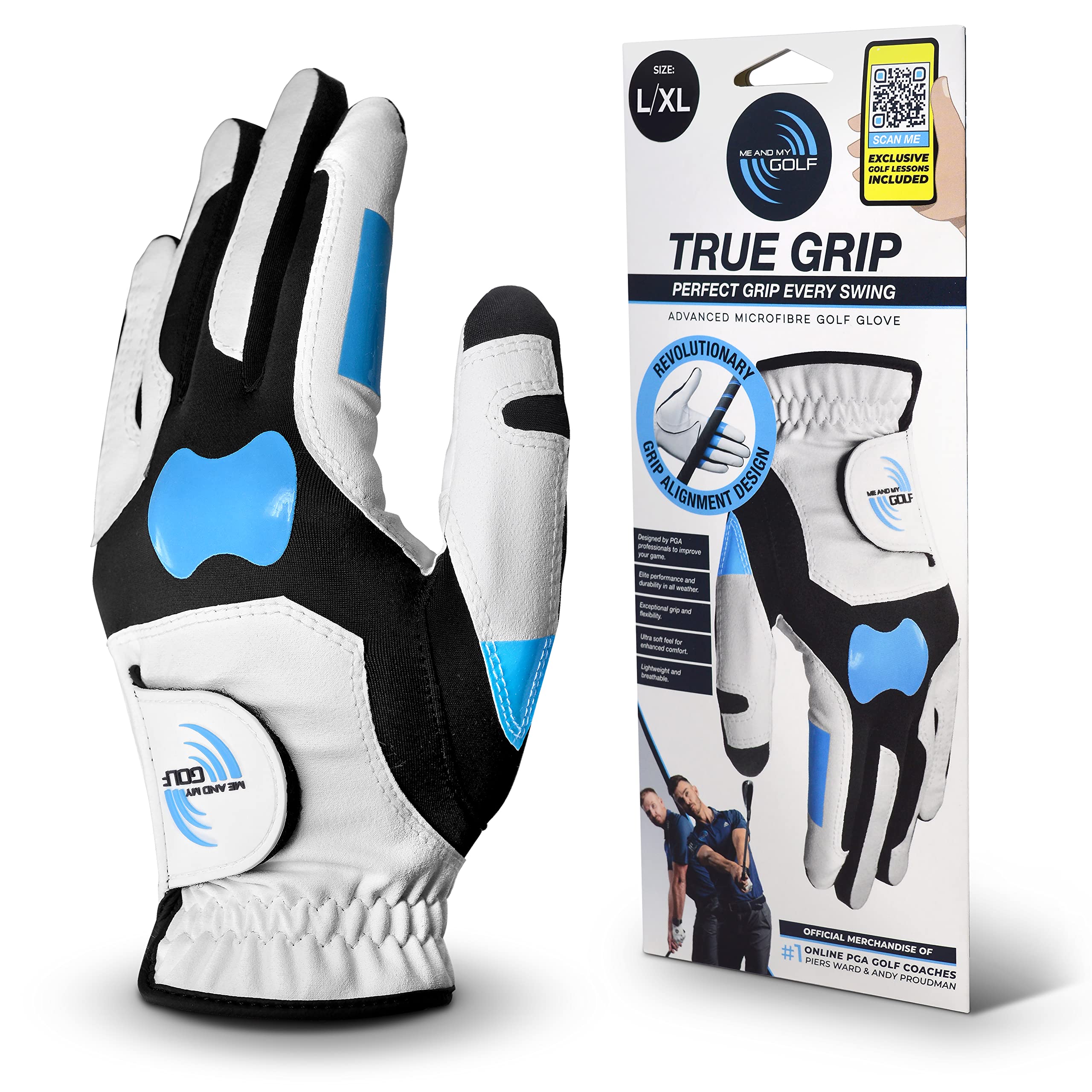ME AND MY GOLF True Grip Training Golf Glove - Perfect Grip Every Swing, Instructional Videos, Fix Slice, Improve Grip, Men's Golf Gloves for Driving Range and Course Practice