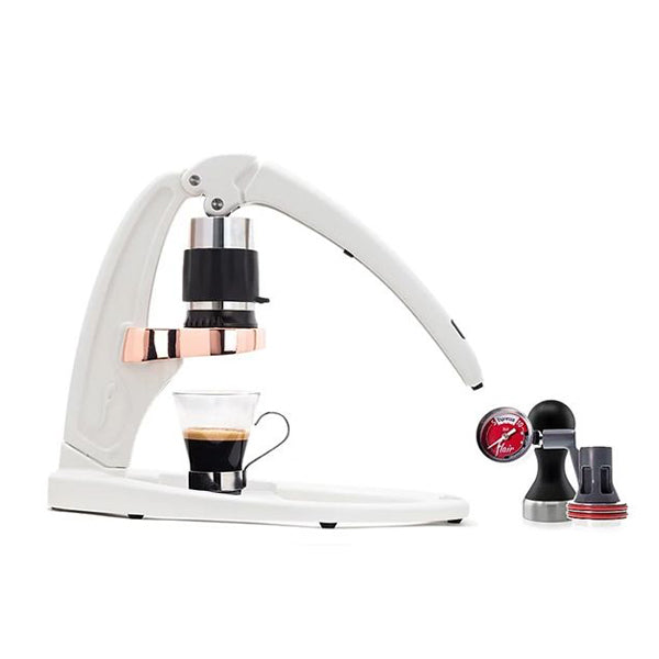 Premium Flair Espresso Maker Signature Edition with Pressure Gauge Kit - White | Manual Espresso Machine for Home Baristas | Perfect for Coffee Enthusiasts & Gift Giving
