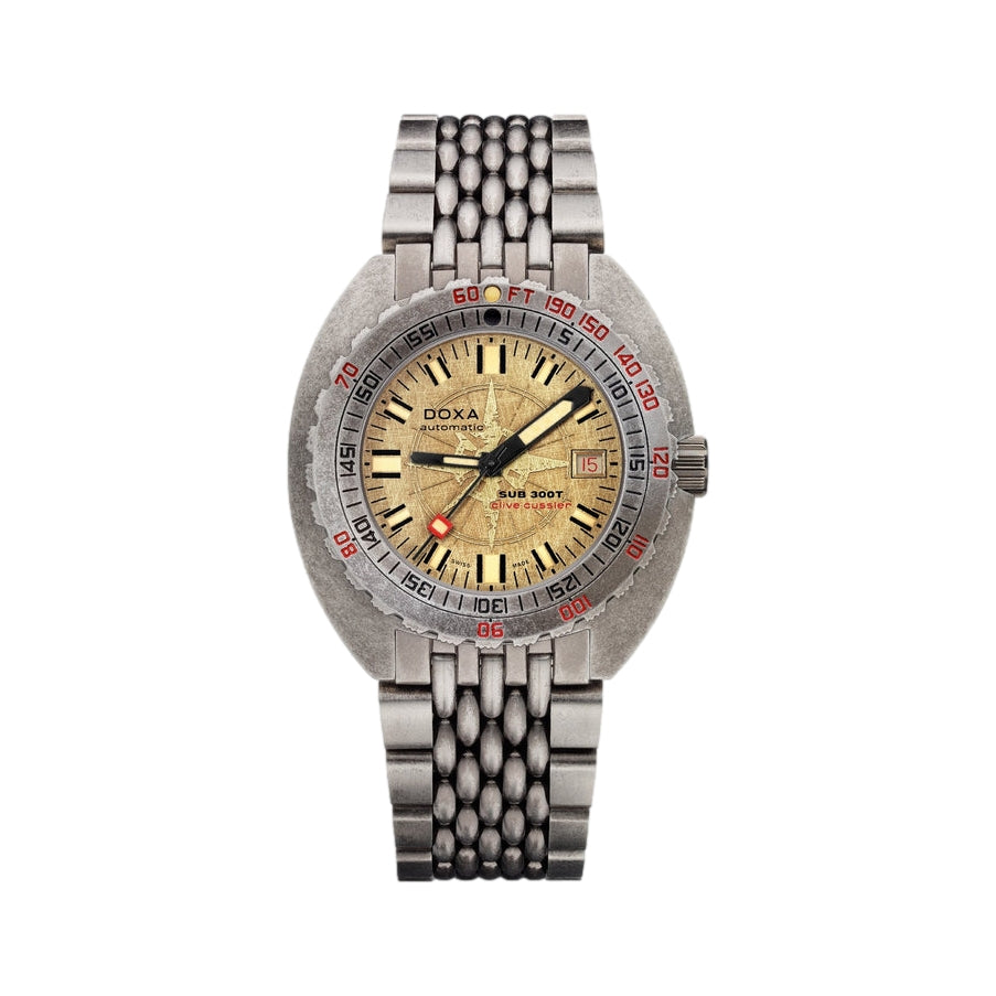 SUB 300T Clive Cussler 42.5mm Brown Leather Bracelet Watch - Perfect for Diving, Outdoor Adventures & Casual Wear