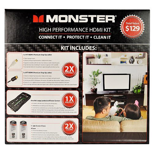 Monster High Performance HDMI Cable Kit - 4K Ultra HD, High Speed 18Gbps, Ethernet, 3D, ARC - Perfect for Gaming, Home Theater & Streaming Devices