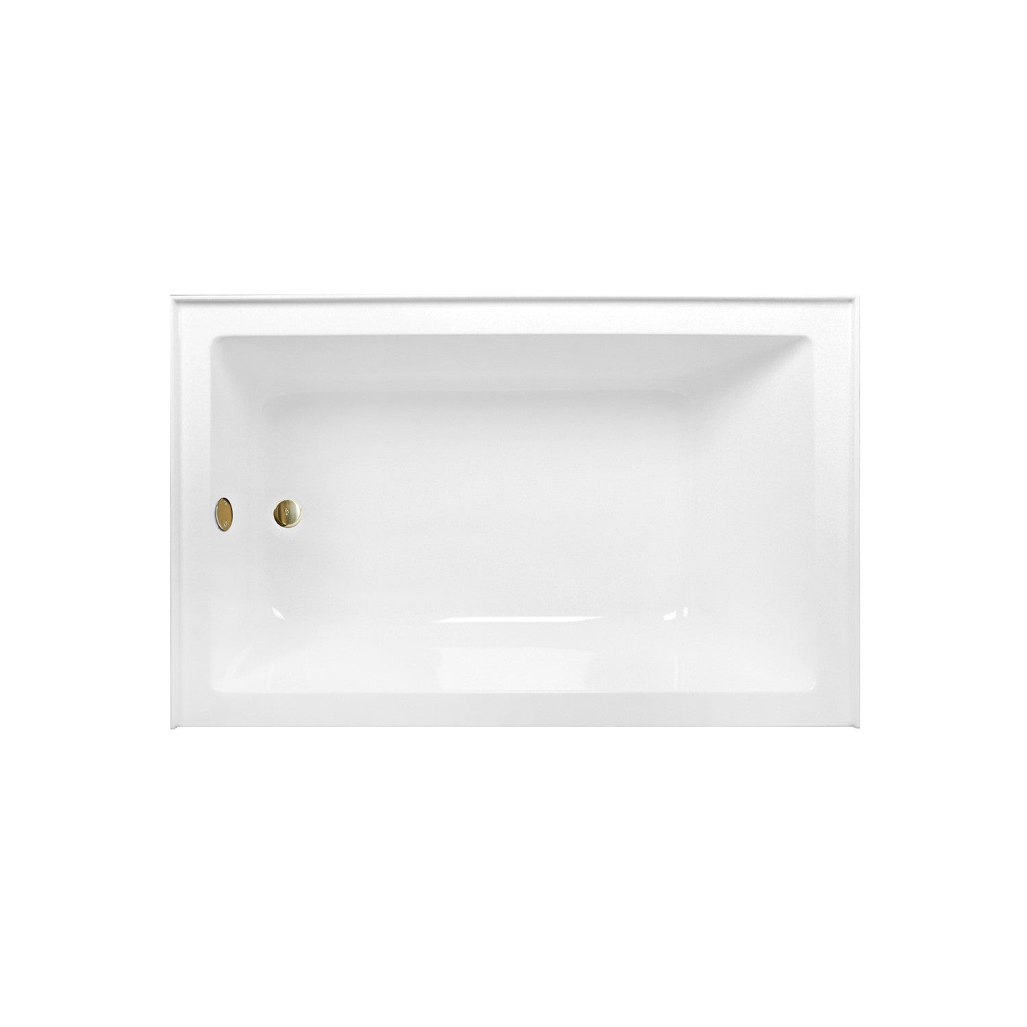 Aqua Eden 60 Inch Acrylic Rectangular 3 Wall Alcove Bathtub - Left Hand Drain, Glossy White with Brushed Brass Finish | Perfect for Modern Bathroom Renovation & Spa-Like Relaxation