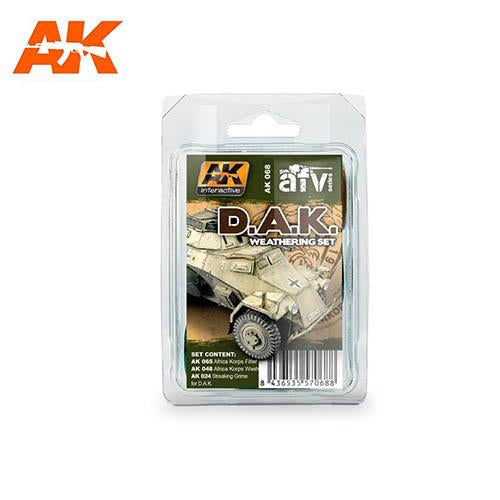 AK Interactive AK068 Afrika Korps Weathering Enamel Paint Set - Perfect for Military Model Kits & Diorama Scenes