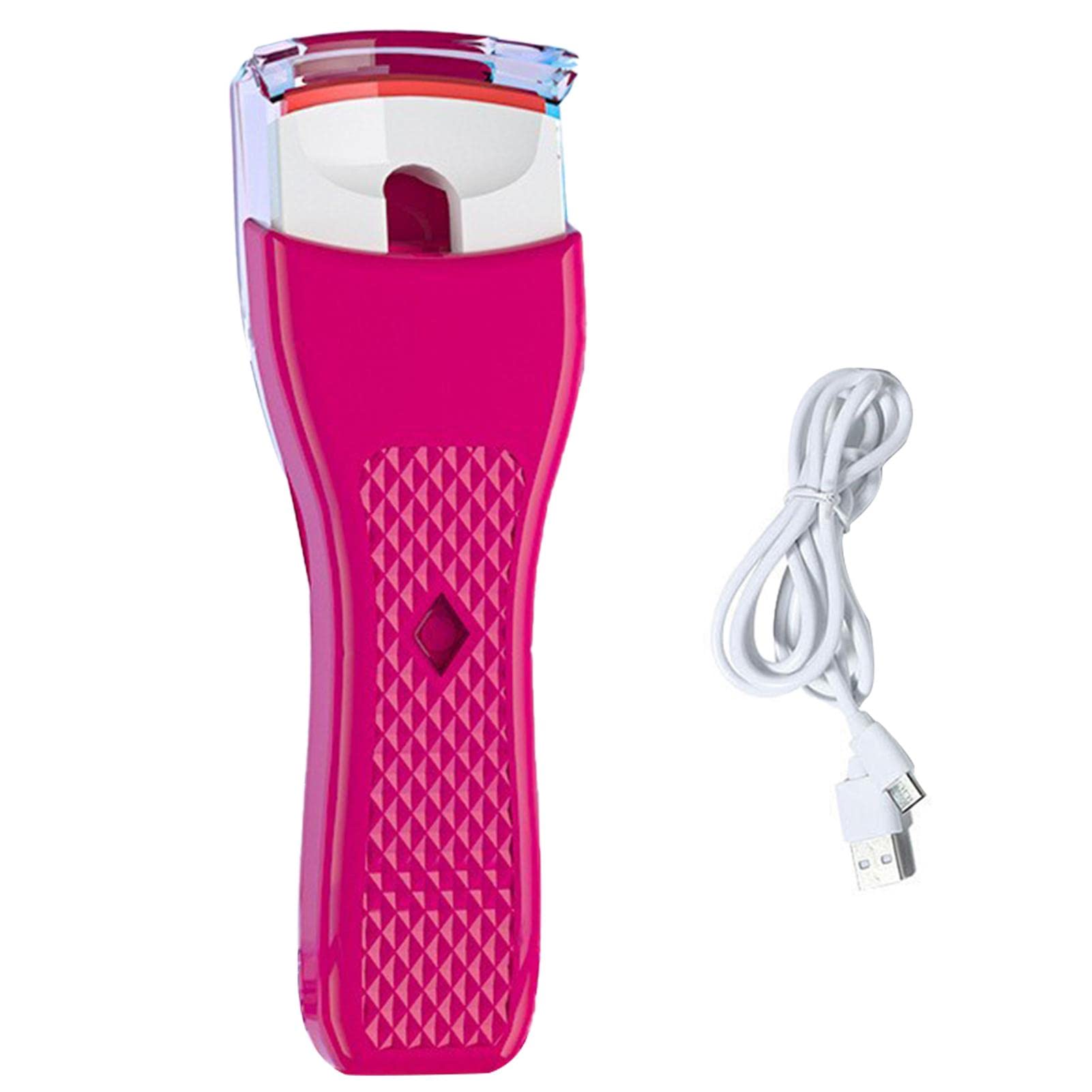 USB Heated Eyelash Curler - Electric Silicone Lash Curler with LED Indicator for Natural Curling, Perfect for Home & Travel Use (Rose Red) - Great Gift for Women & Makeup Lovers