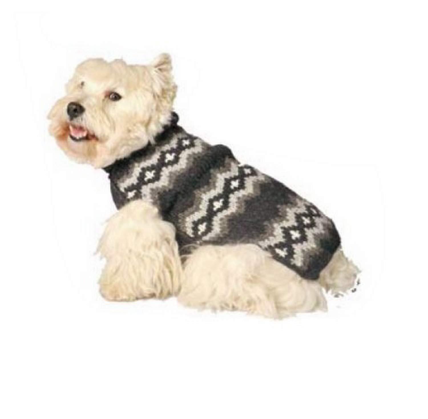 Chilly Dog Grey Diamonds Dog Sweater for Small Dogs - Warm Winter Knitted Pet Clothing for Indoor & Outdoor Activities
