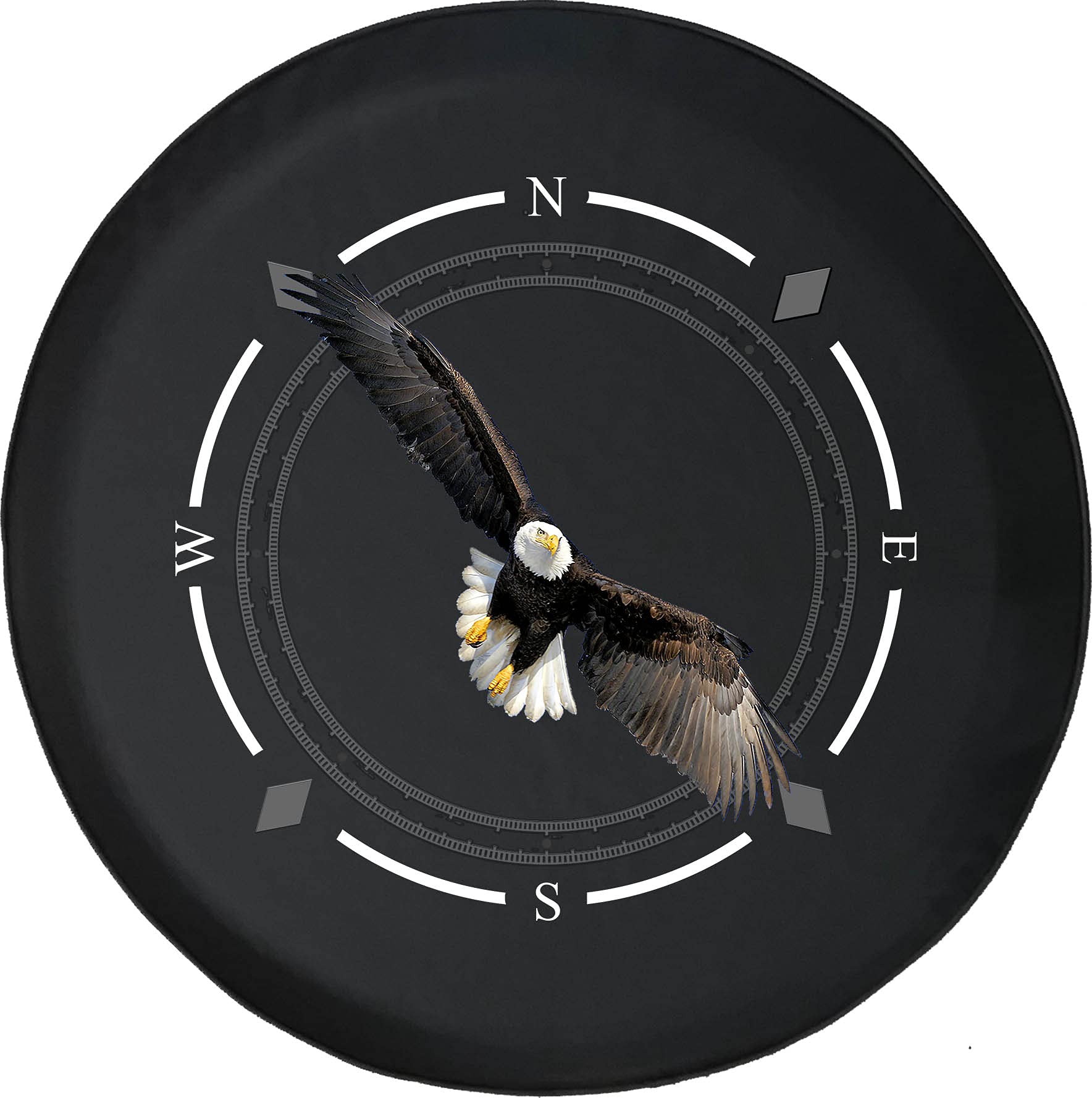 Premium Spare Tire Cover with Compass & Bald Eagle Design - Universal Fit for SUV, Trailer, RV & Most Vehicles - Durable Wheel Protection for Outdoor Adventures & Road Trips