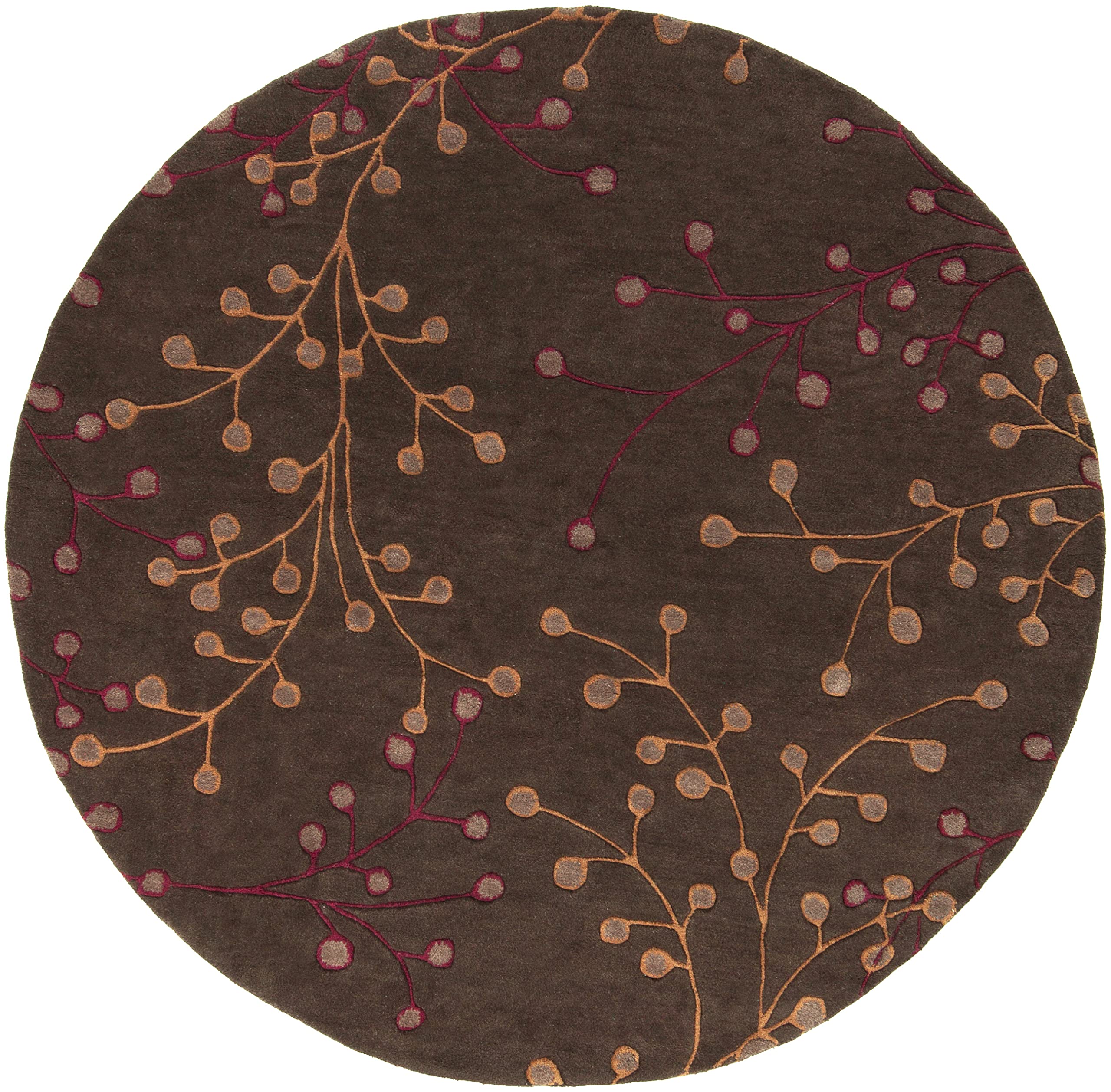 Mark&Day 6ft Round Le Havre Transitional Dark Brown Area Rug - Soft Brown/Cream Carpet for Living Room, Bedroom & Kitchen - Perfect for Home Decor, Dining Area & Office Spaces (6' Round)