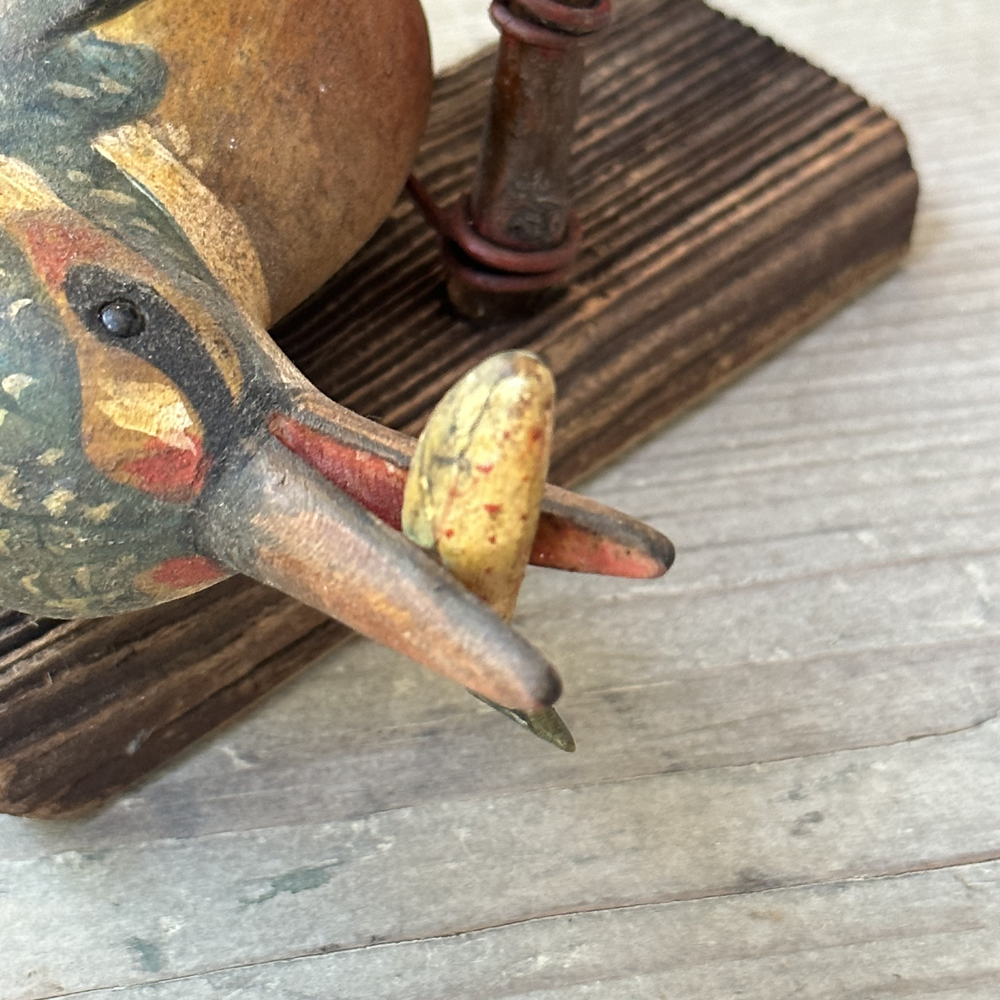 Exquisite Black Forest Hand-Carved Wooden Bird with Fish Figurine (#535) - Perfect for Home Décor, Collectibles & Gift Giving