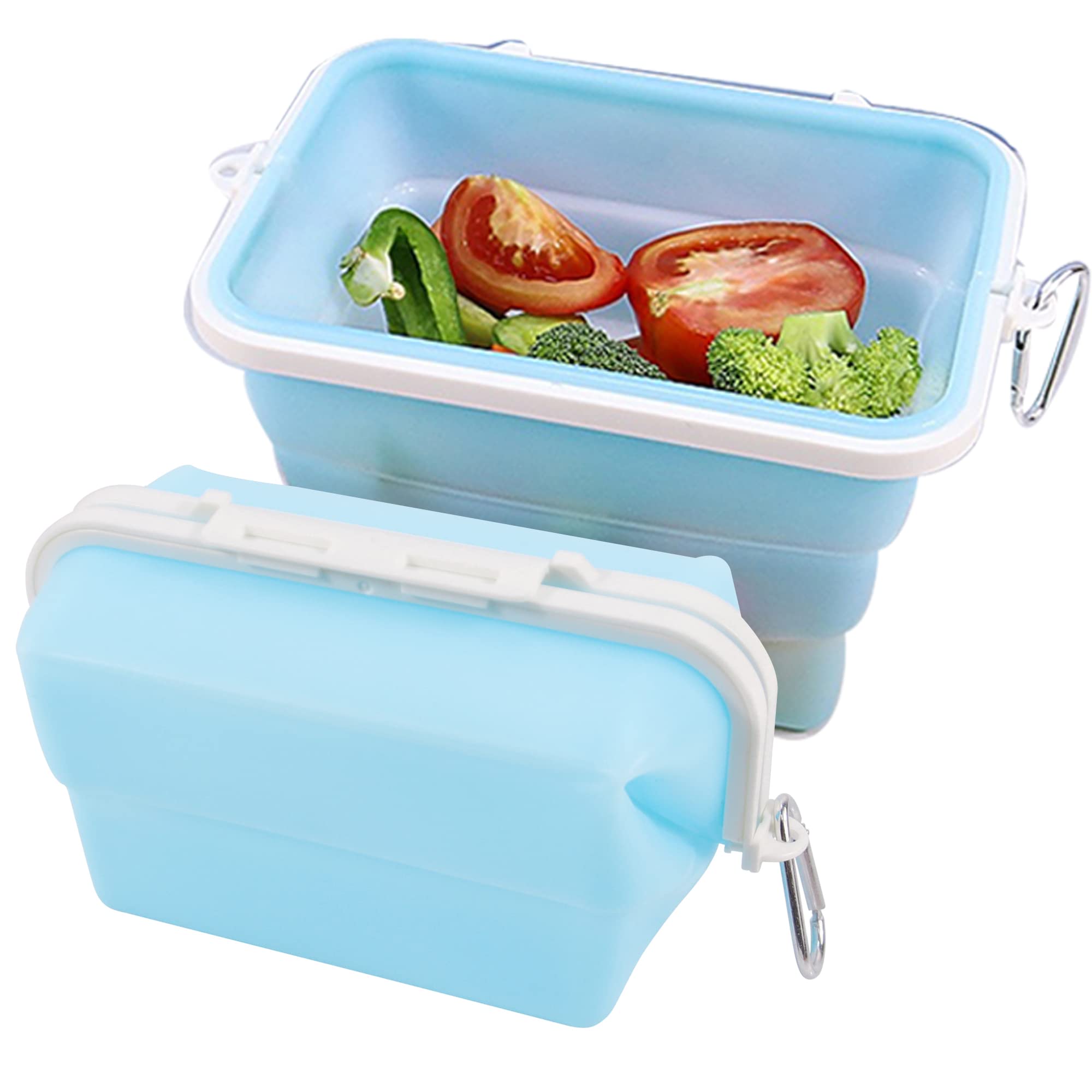 Reusable 100% Silicone Food Storage Bags & Containers - 2 Pack Blue, Freezer & Microwave Safe Snack Bags for Meal Prep, Lunch Box, Sous Vide Cooking & On-the-Go Snacks