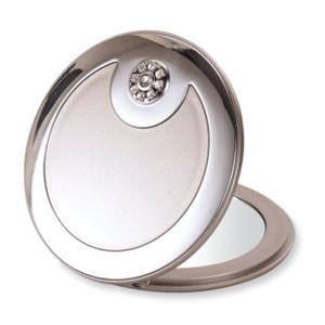 BRANDON Mirror with Crystallized Swarovski & Pewter Frame - 5X Magnification, 2.5 Inch Round Vanity Mirror for Makeup, Jewelry Inspection & Home Decor