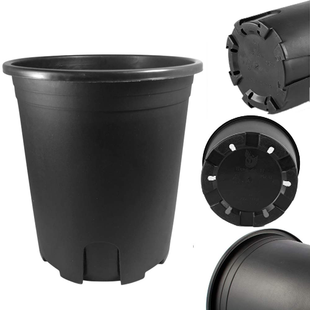 5 Gallon Black Plastic Nursery Pots with Root Control - Ideal for Vegetables, Flowers, and Fruits - Perfect for Indoor & Outdoor Planting, Gardening, and Greenhouse Use (Pack of 20)