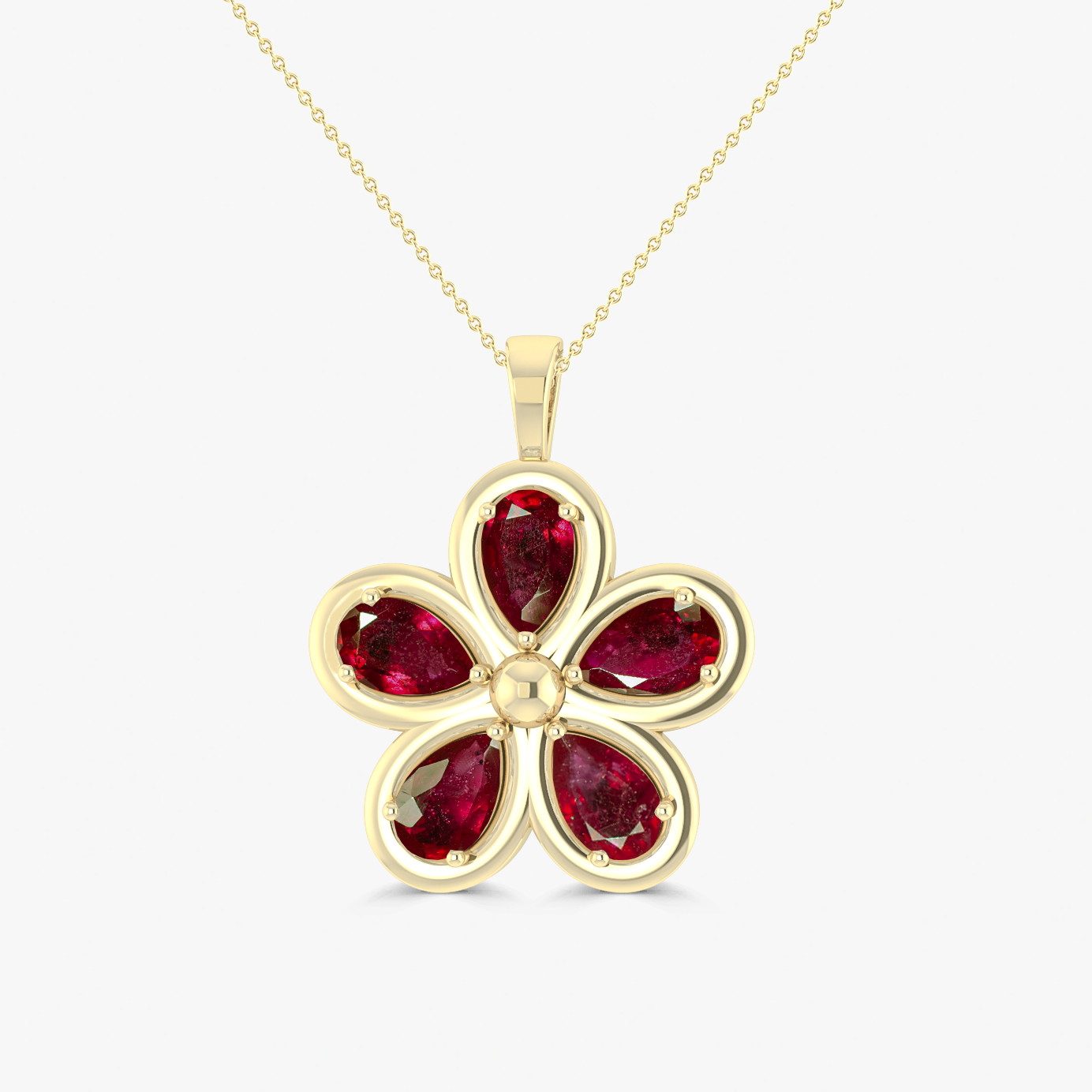 Natural Ruby Flower Pendant Necklace for Women - Elegant Floral Jewelry Gift for Birthday, Anniversary & Valentine's Day