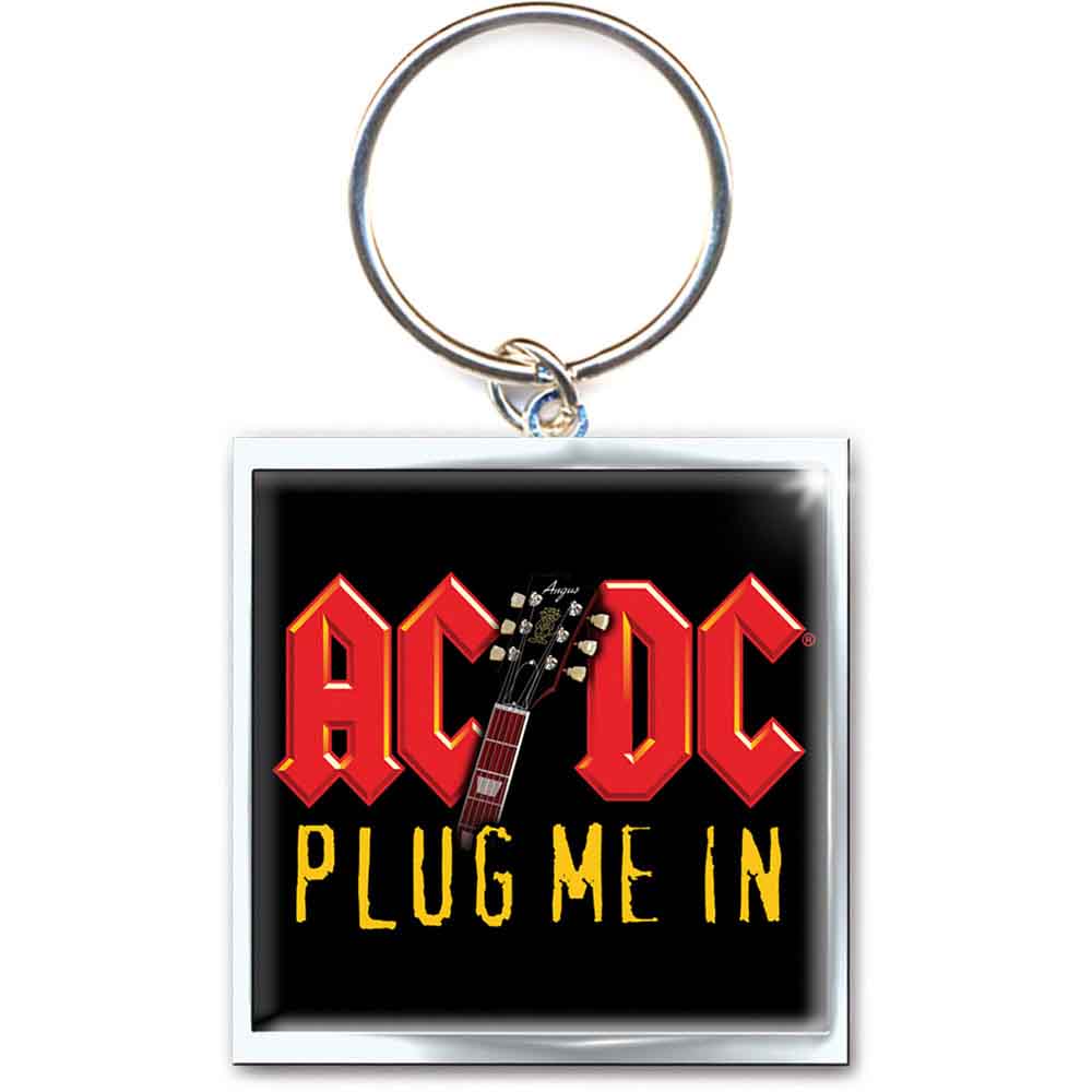 AC/DC Standard Plug Me In Metal Keychain - Rock Band Merchandise for Fans & Collectors | Perfect for Keys, Backpacks & Gift Giving