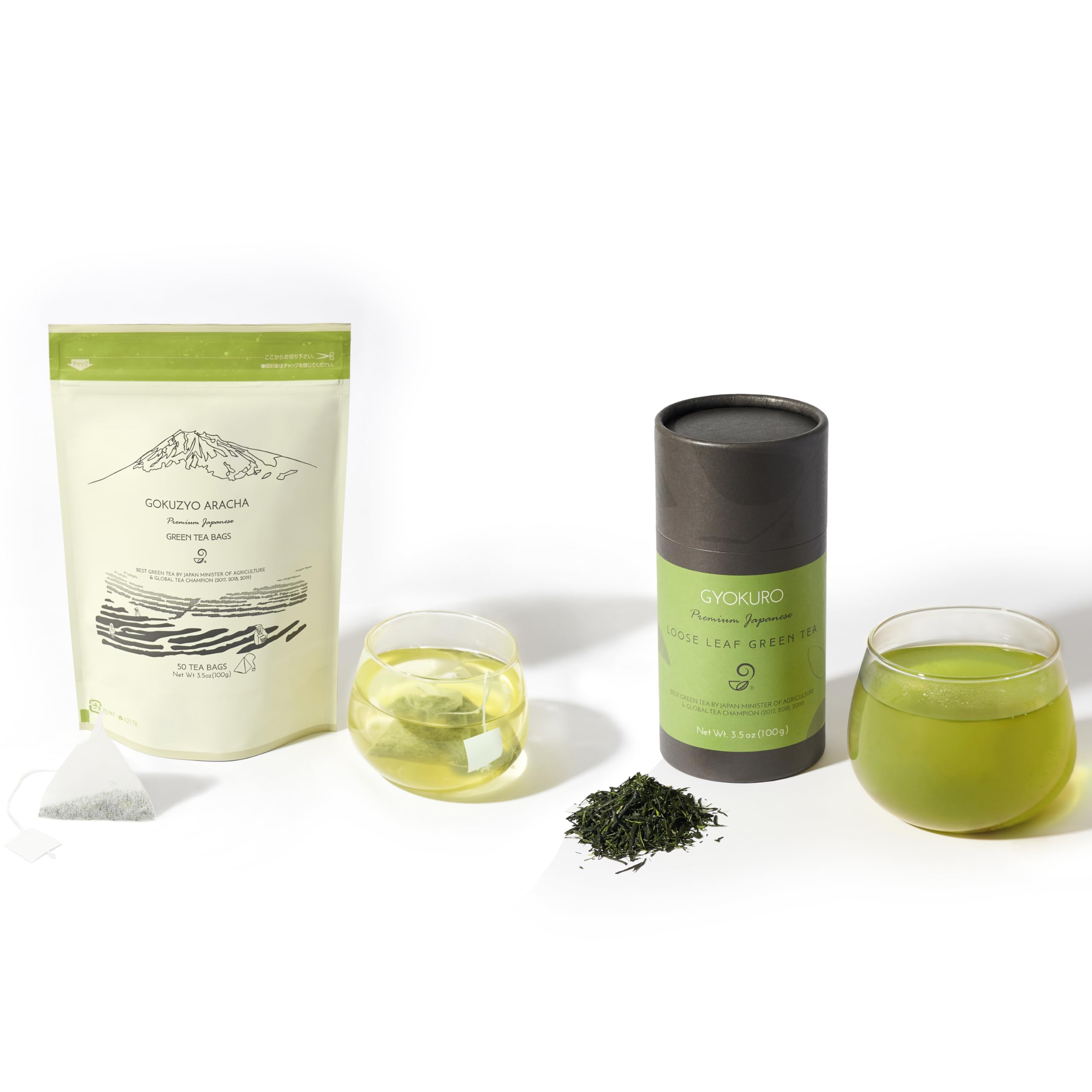 Premium Japanese Gyokuro & Teabag Green Tea Set – 2-Piece Non-GMO Japanese Tea Collection with Delicate Flavor – Perfect for Tea Lovers, Gifts & Relaxation at Home or Office