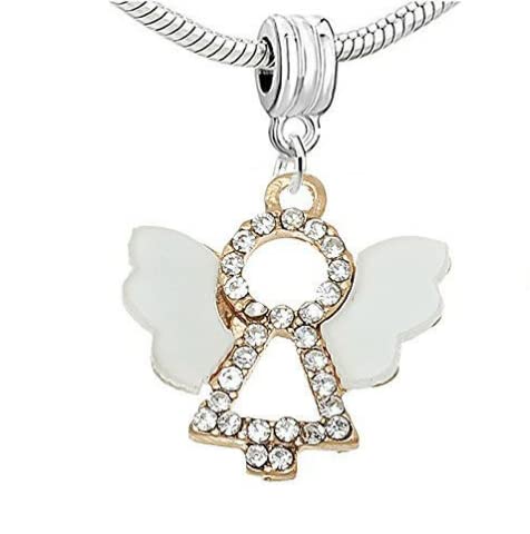 Angel Charm Bead with Crystals for Snake Chain Bracelet - Perfect for Gift Giving