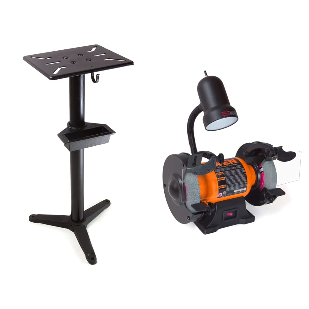 WEN 4288T Bench Grinder Stand & BG4276 6-Inch Bench Grinder Set - Heavy Duty Metal Base for Workshop, Garage, and DIY Projects