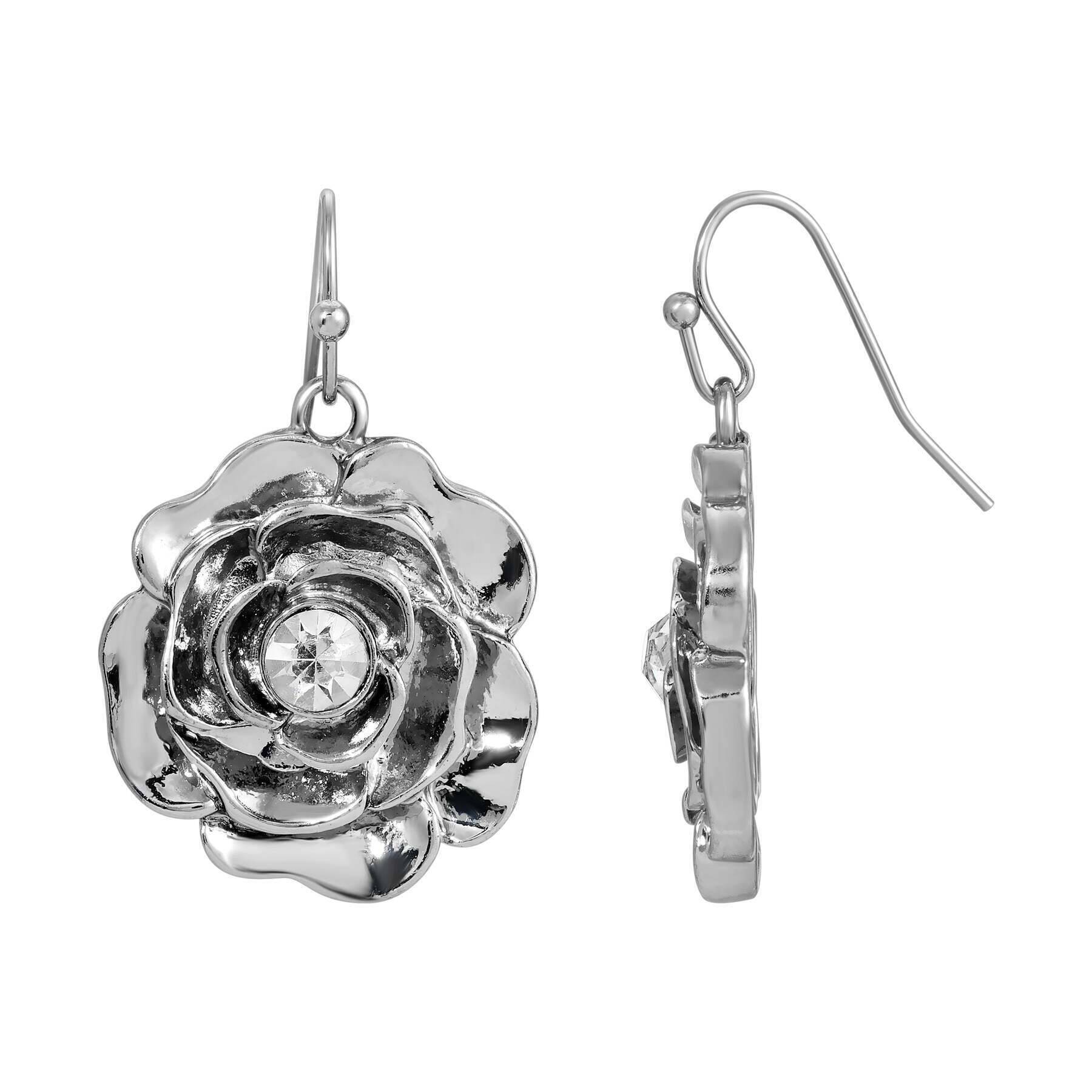 Bellesa Crystal Flower Drop Earrings - Vintage 1928 Jewelry with Elegant Accents | Perfect for Weddings, Parties & Special Occasions