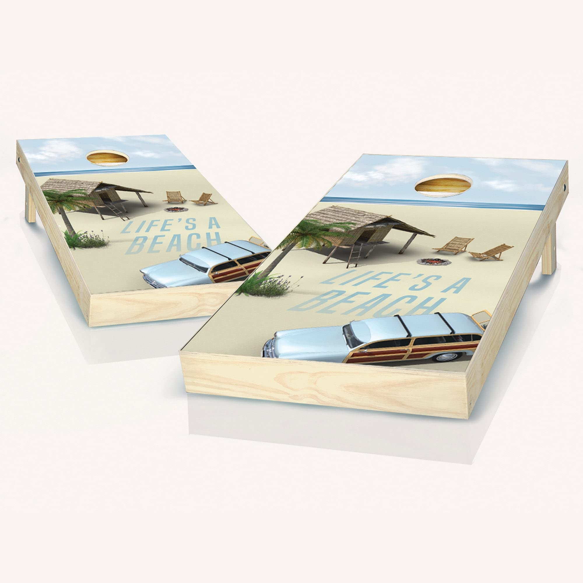Premium Wooden Cornhole Game Set - 2 Boards & 8 Bean Bags for Outdoor Beach, Backyard, and Tailgate Parties - American-Style Tossing Game for Adults & Family Fun