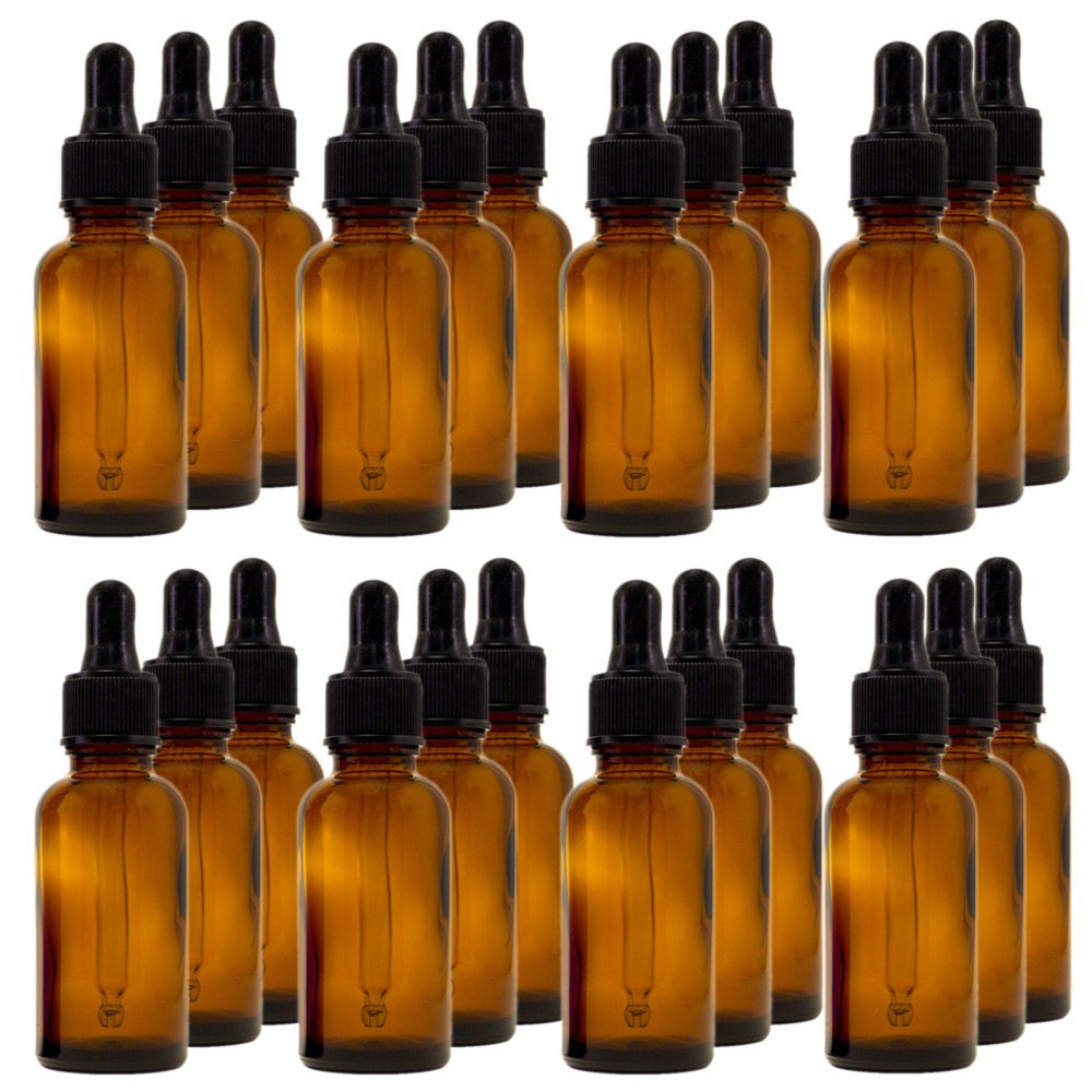 GreenHealth - 72 Pack 1oz Amber Glass Essential Oil Bottles with Glass Droppers | Leak-Proof, UV Protection for Aromatherapy, DIY Blends & Travel Use