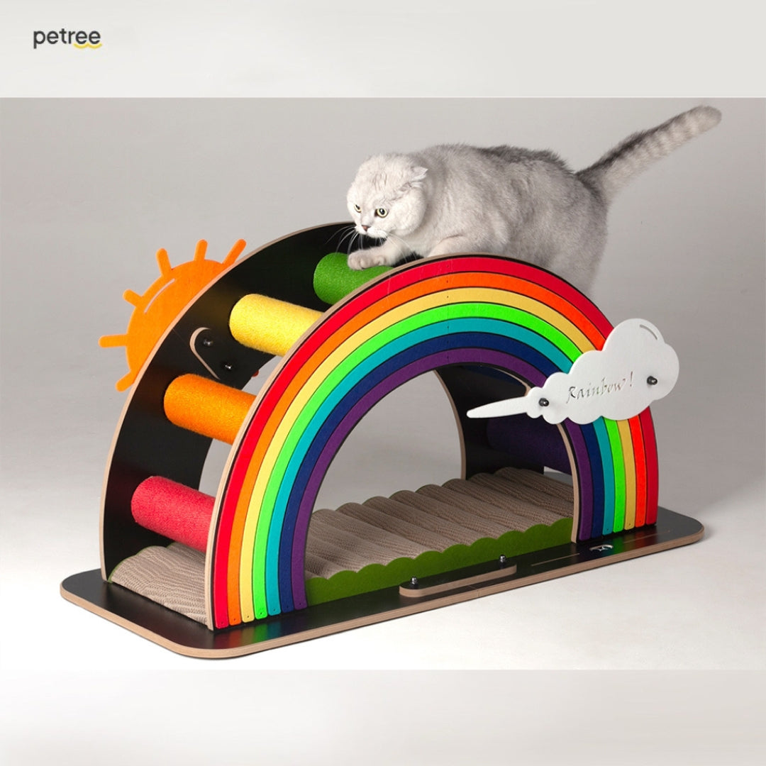 Premium Cat Scratching Post with Sunshine Rainbow Design - Durable Sisal Fiber for Healthy Claws - Perfect for Indoor Cats, Playtime & Furniture Protection