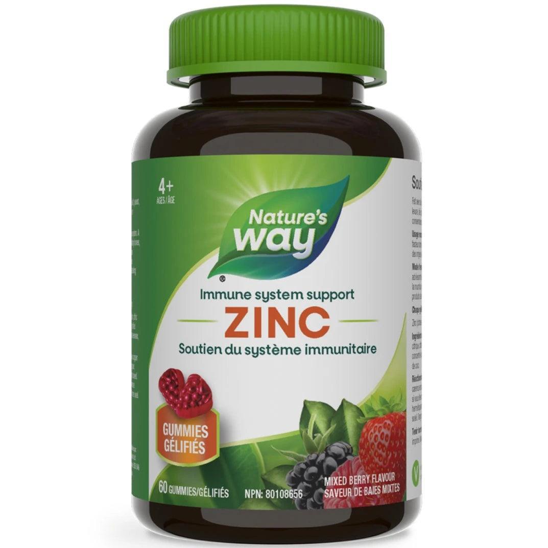 Nature's Way Zinc Gummies with Mixed Berry Flavor - 60 Count | Immune Support Supplement for Kids & Adults | Perfect for Daily Wellness & Cold Season Protection