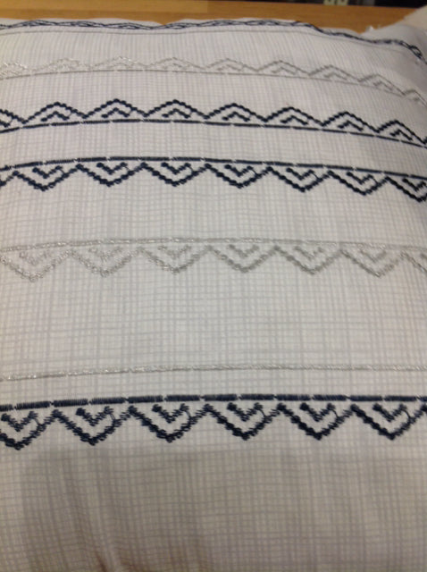 Premium 16-inch White & Blue Printed Pillow - Soft & Comfortable for Bed, Sofa, and Home Decor