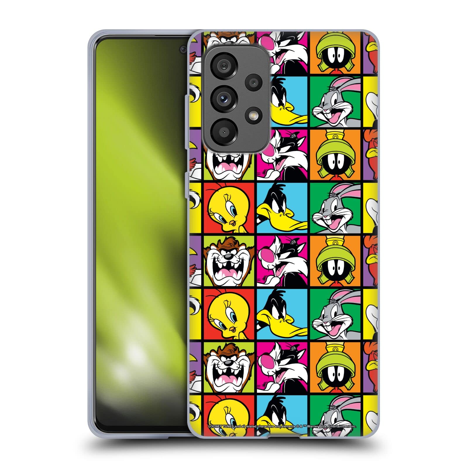 Head Case Designs Looney Tunes Soft Gel Case for Samsung Galaxy A73 5G (2022) - Officially Licensed Cartoon Phone Cover with Unique Tile Patterns, Durable Protection for Everyday Use