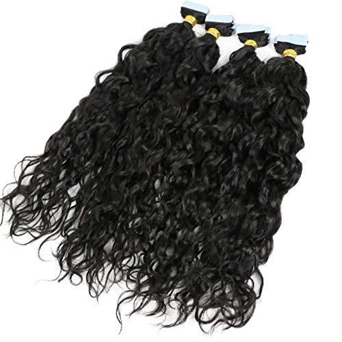 30 Inch Long Loose Wave Tape-in Human Hair Extensions 100g 40pcs - Brazilian Virgin Remy Hair - Skin Weft Machine Made with Adhesive Tape - #1B Natural Black - Perfect for Daily Wear, Parties & Special Occasions