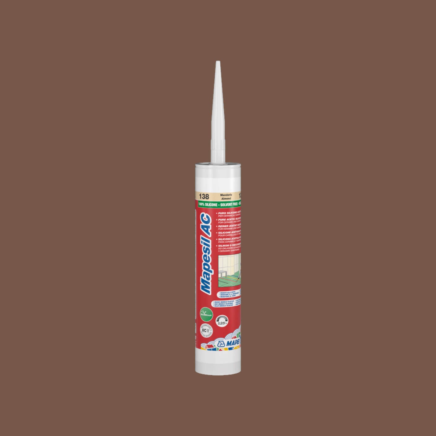 Mapei Silicone AC 144 310ml Chocolate-Colored Sealant for Kitchen, Bathroom & Window - Waterproof & Weatherproof Adhesive for Home Repairs & DIY Projects