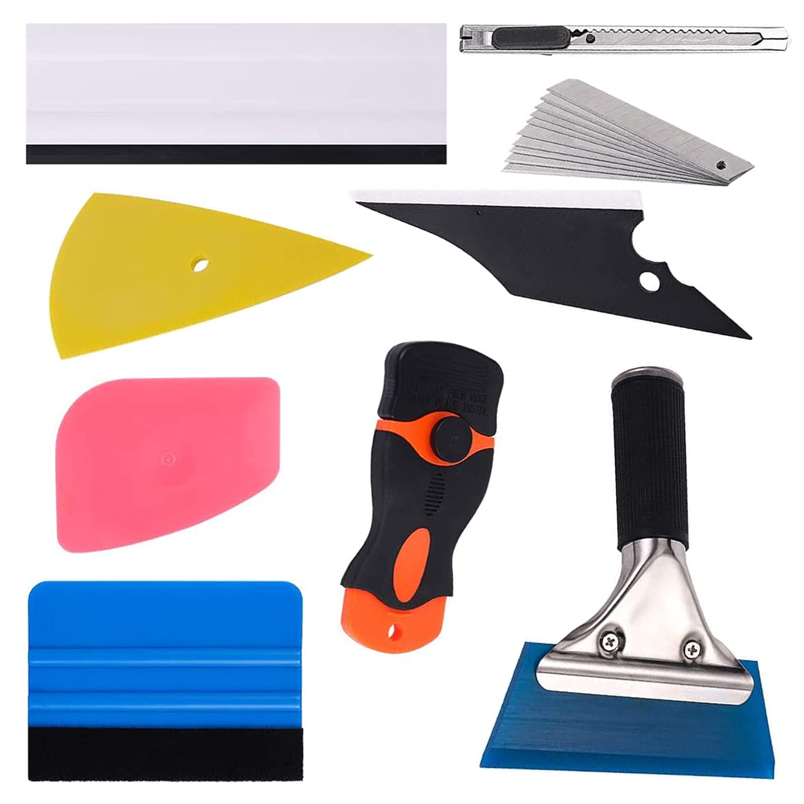 9-Piece Car Window Tint Application Tool Kit - Professional Vehicle Glass Protective Film Installation Set with Squeegee, Scraper & Utility Knife - Perfect for DIY Auto Tinting & Window Film Protection