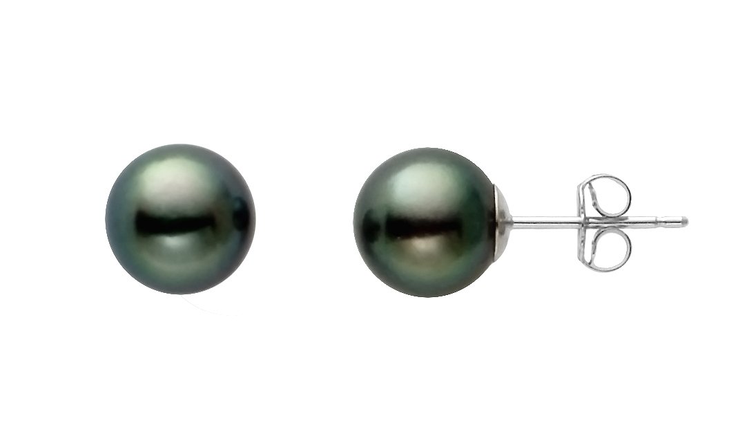 Premium AA+ Quality Japanese Black Akoya Cultured Pearl Stud Earrings for Women - 925 Sterling Silver Post Backs | Elegant Gift for Anniversary, Wedding & Formal Occasions