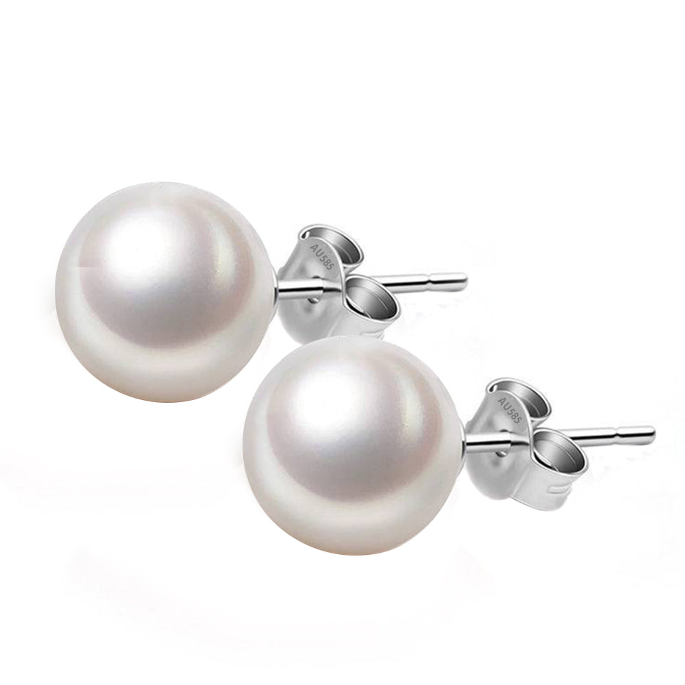 14K Gold AAA+ Freshwater Cultured Pearl Earrings for Women | Genuine Handpicked Round Pearls | Elegant Gift for Wedding, Anniversary & Special Occasions