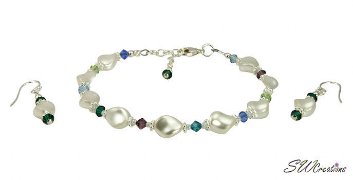 Elegant White Pearl Twist Crystal Beaded Bracelet Set for Women - Perfect for Weddings, Parties & Special Occasions