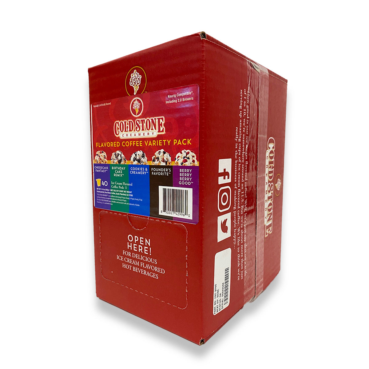 Cold Stone Creamery Single Serve Coffee Pods Variety Pack - 40 Count | Gourmet Flavored Coffee for Keurig Brewers | Perfect for Office, Home & Gifting