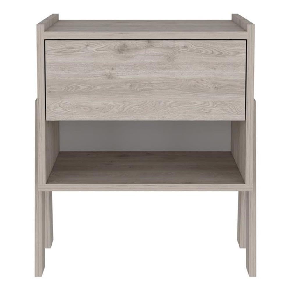 TUHOME Joy Nightstand - Engineered Wood Bedside Table with Drawer, Gray - Perfect for Bedroom, Living Room, or Guest Room