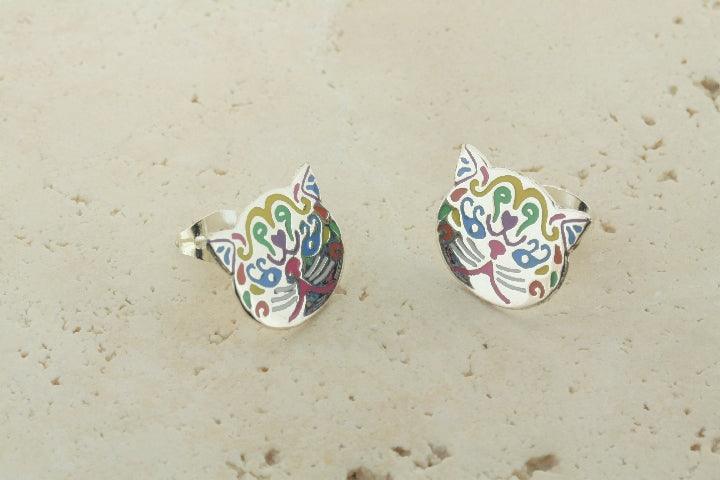 Colorful Enamel Cat Stud Earrings - Stylish & Dainty Jewelry for Women, Perfect for Casual Wear, Parties & Gifts