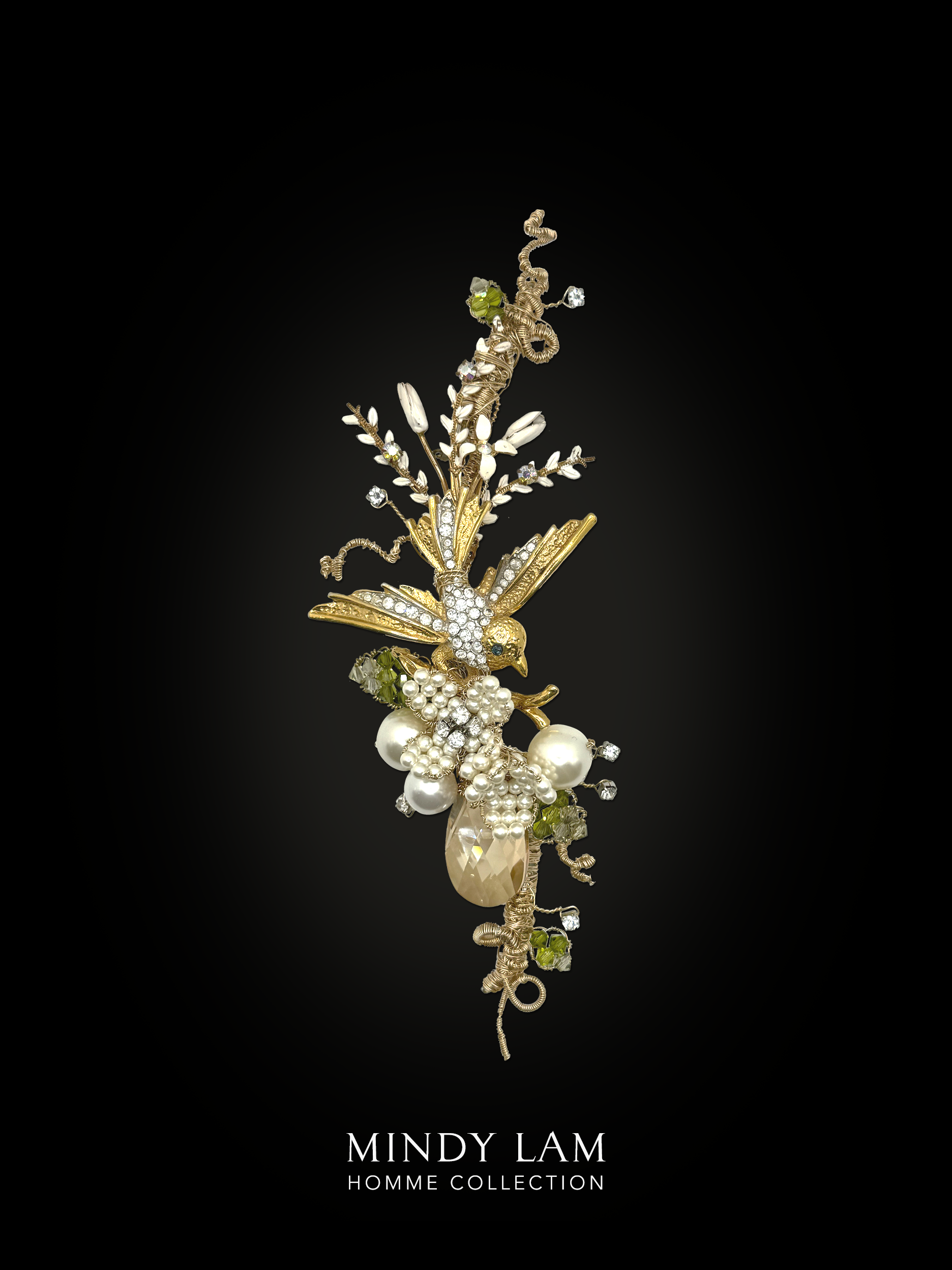 Men's Lapel Pin - Sparrow's Pearl Garden - Elegant Brooch for Suits, Blazers & Formal Attire - Perfect for Weddings, Business Meetings & Special Occasions