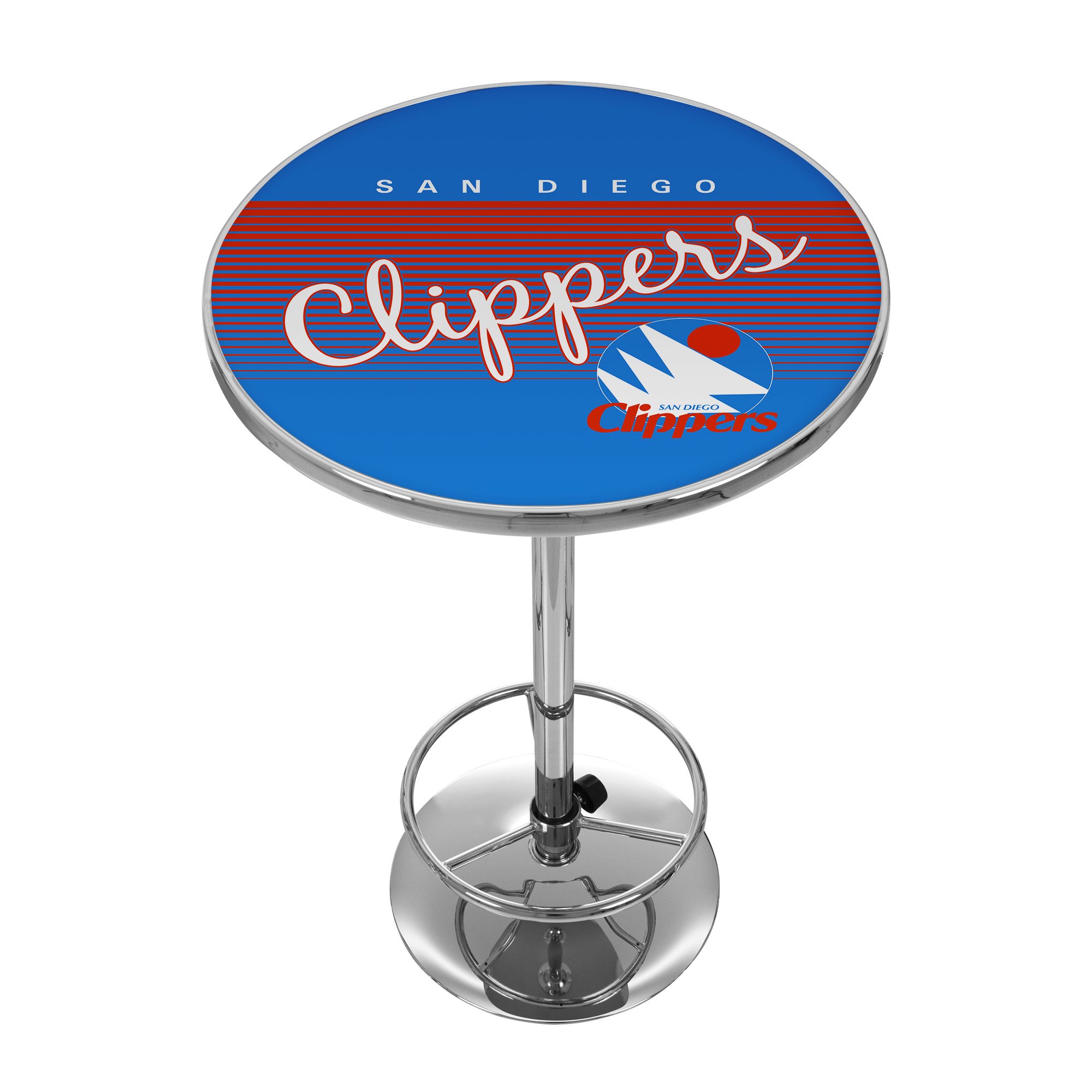 NBA San Diego Clippers Chrome Pub Table - Perfect for Game Room, Bar & Man Cave Decor - Durable One Size Chrome Finish