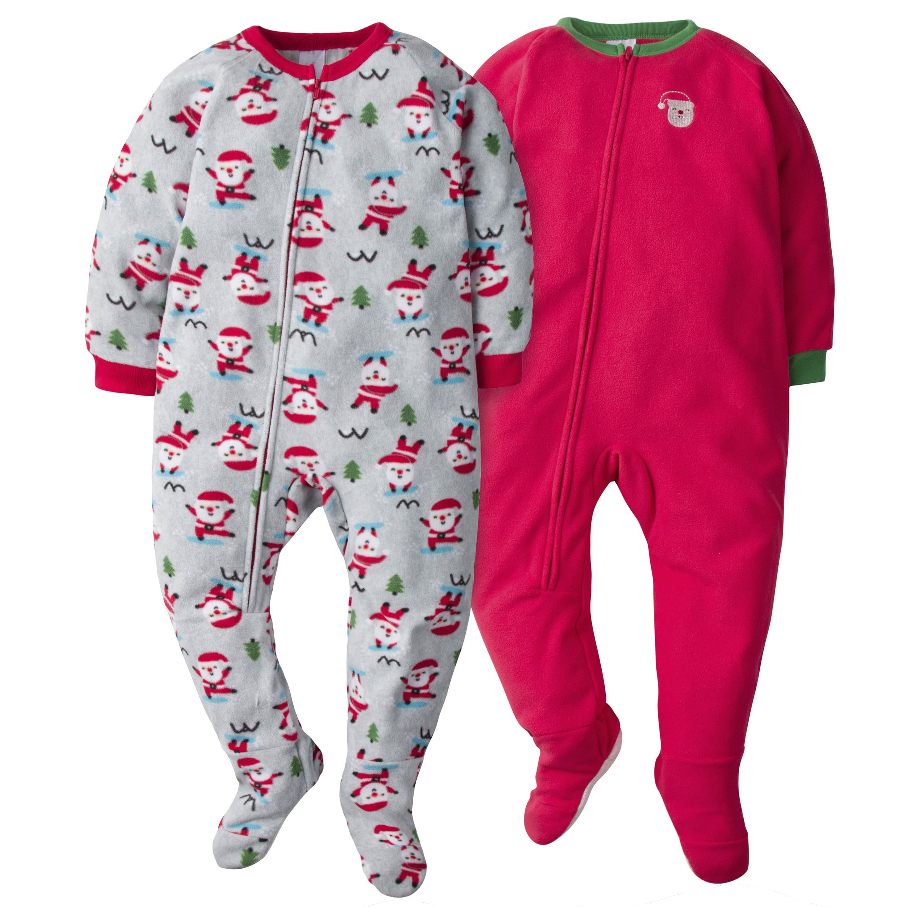 2 Pack Toddler Fleece Pajamas with Santa Print - Soft & Warm Winter Sleepwear for Boys & Girls - Perfect for Christmas, Holiday Photos & Cozy Bedtime