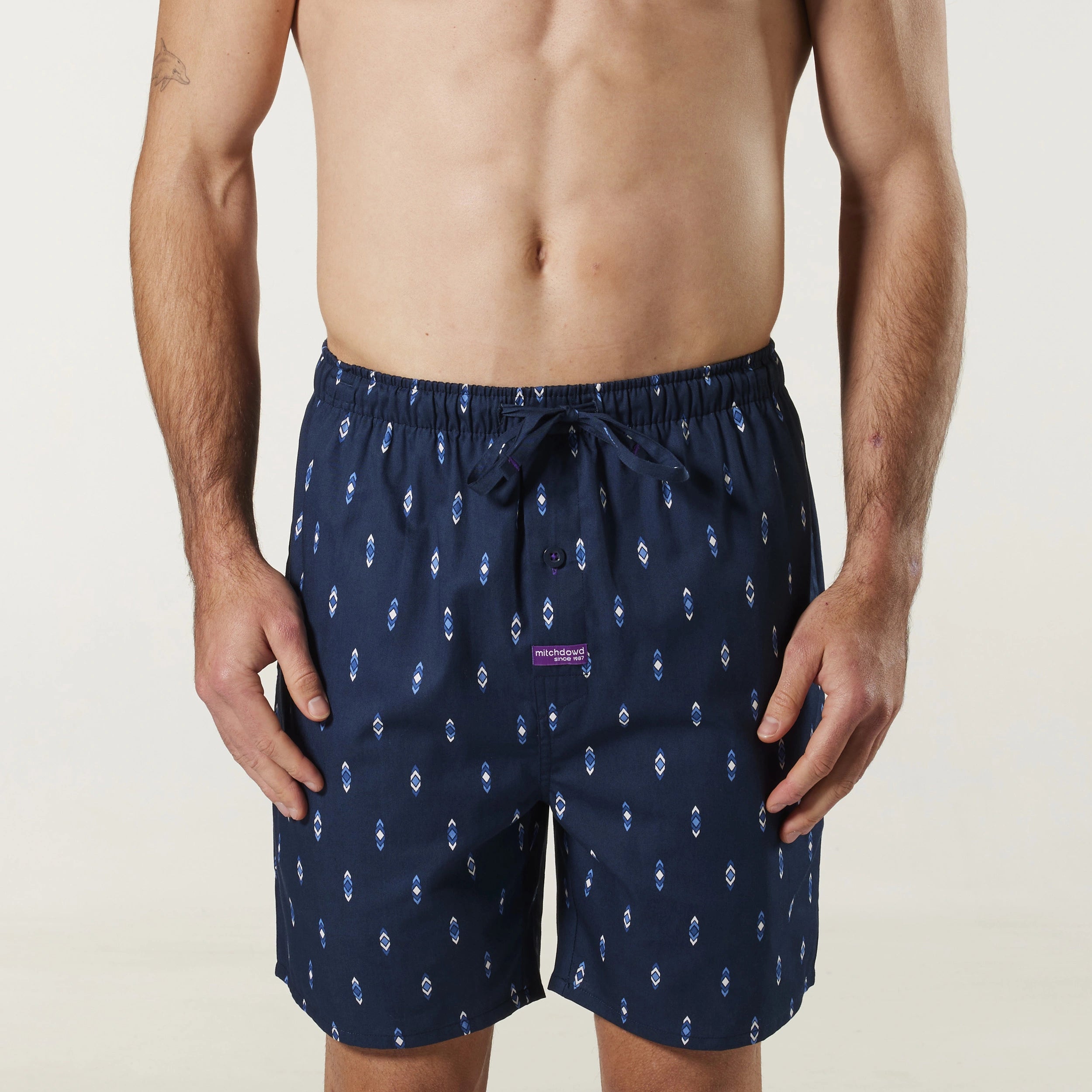 Men's Flint Cotton Sleep Shorts - Navy Blue - Soft & Breathable Lounge Pajama Shorts for Comfortable Nightwear & Relaxing at Home