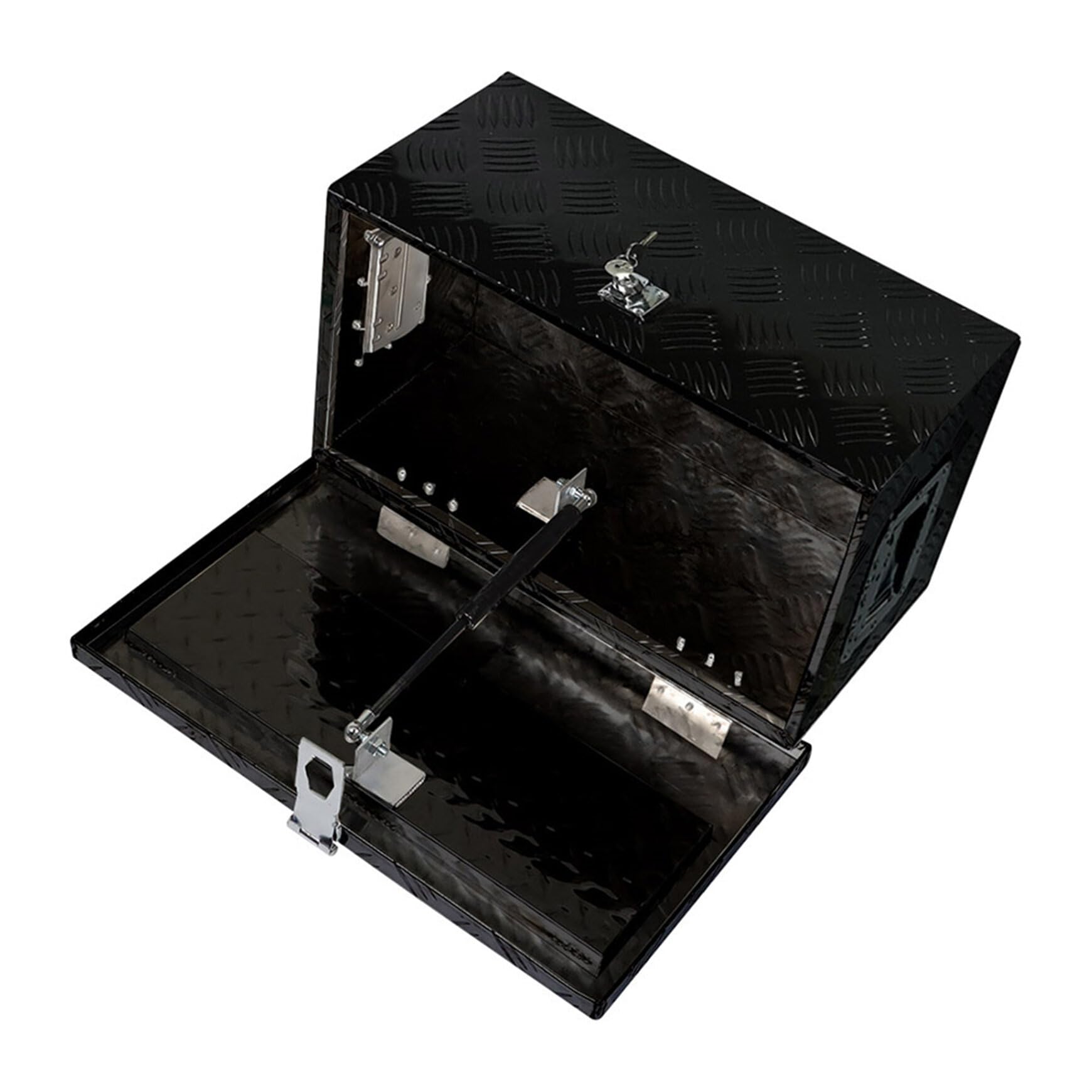 20 Inch Aluminum Tool Box Trailer Tongue Box Organizer with Lock & Key - Heavy Duty Black Storage for Truck, RV & Trailer Accessories | Perfect for Road Trips, Camping & Work Site Organization