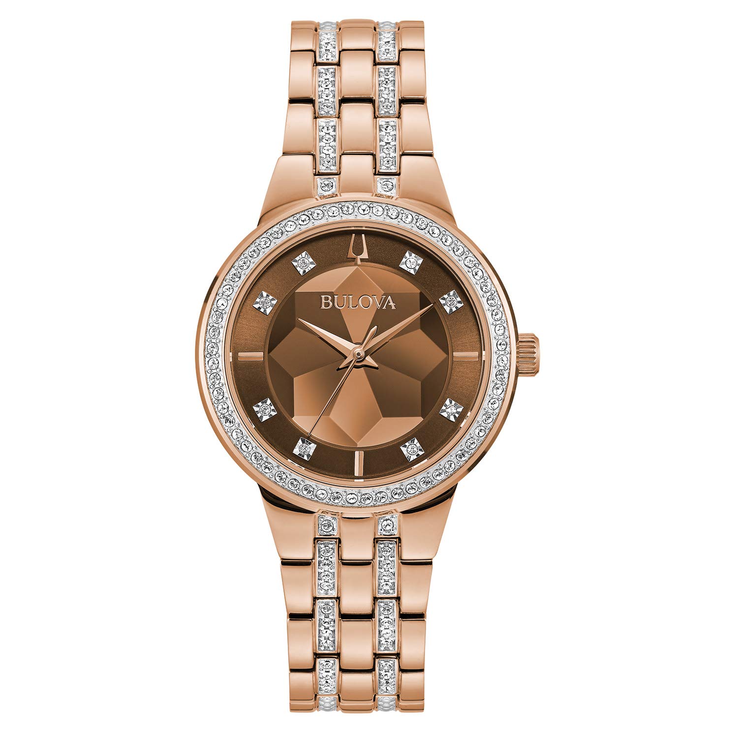 Bulova Ladies' Crystal Phantom 3-Hand Quartz Watch with Faceted Mineral Glass Dial - Elegant Women's Dress Watch for Work, Party & Special Occasions