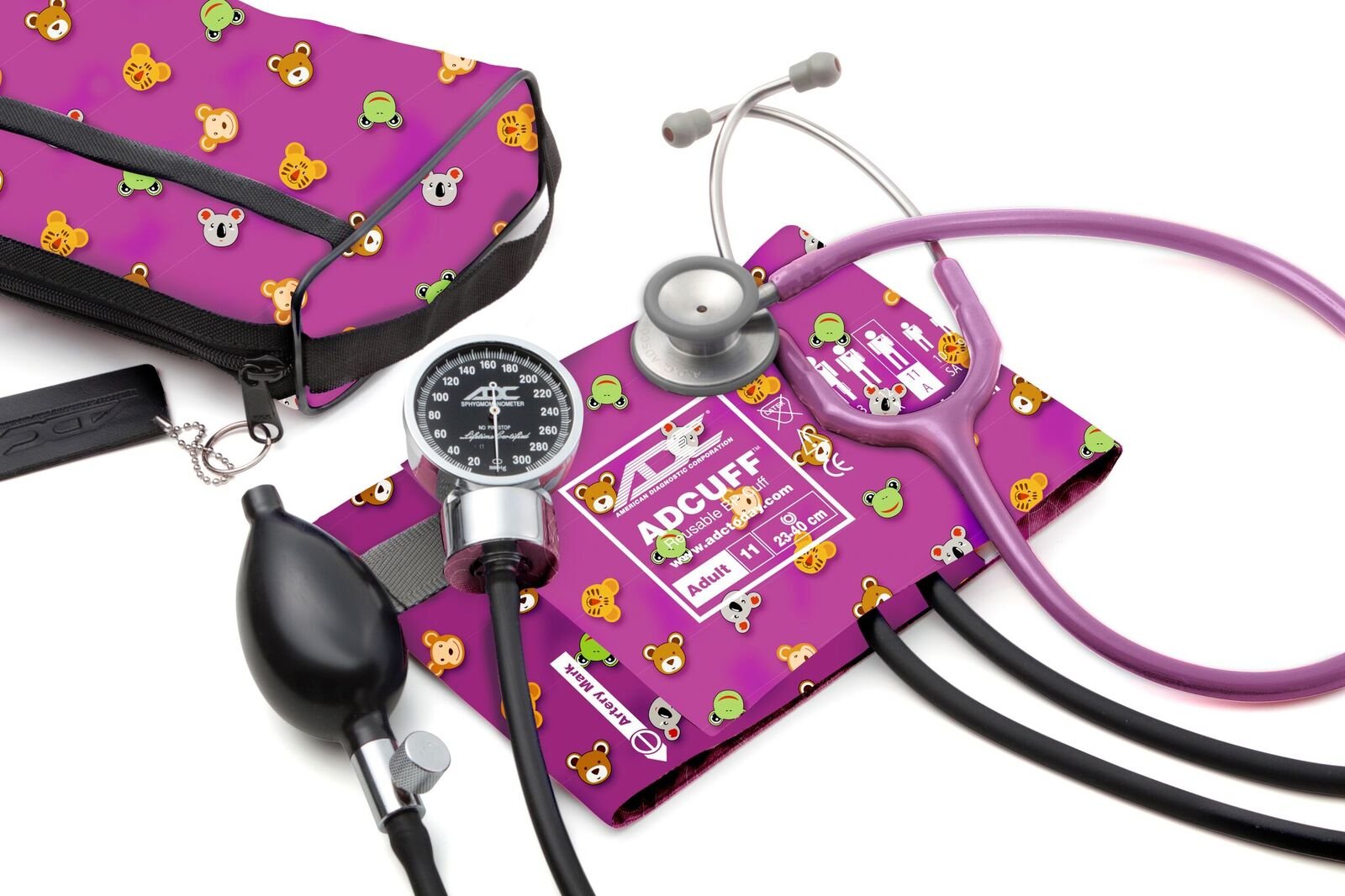ADC - 778-603-11AADK Professional Adult Blood Pressure Monitor Kit with Aneroid Sphygmomanometer & Stethoscope, Clinician Diagnostic Set with Carrying Case (Animal Print) - Ideal for Home Use, Medical Clinics, and Nursing Students