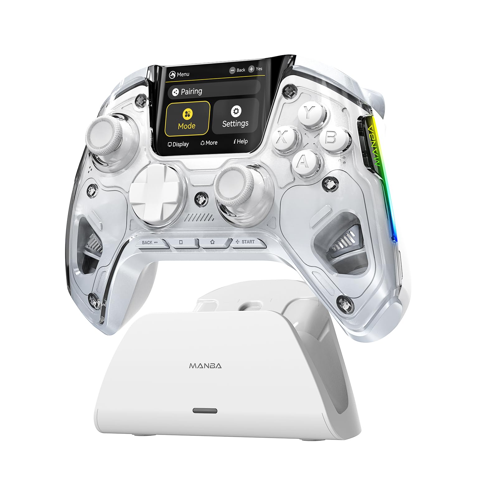 ManbaOne Wireless Gaming Controller for PC/Switch/iOS/Android - RGB, Remappable Buttons - Perfect for Gaming & Streaming