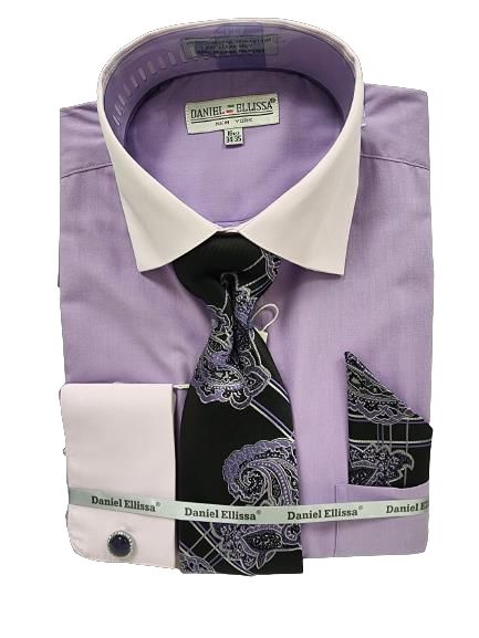 Daniel Ellissa Two-Tone Solid Shirts DS3829P2 Lavender | Stylish Casual & Office Wear for Men