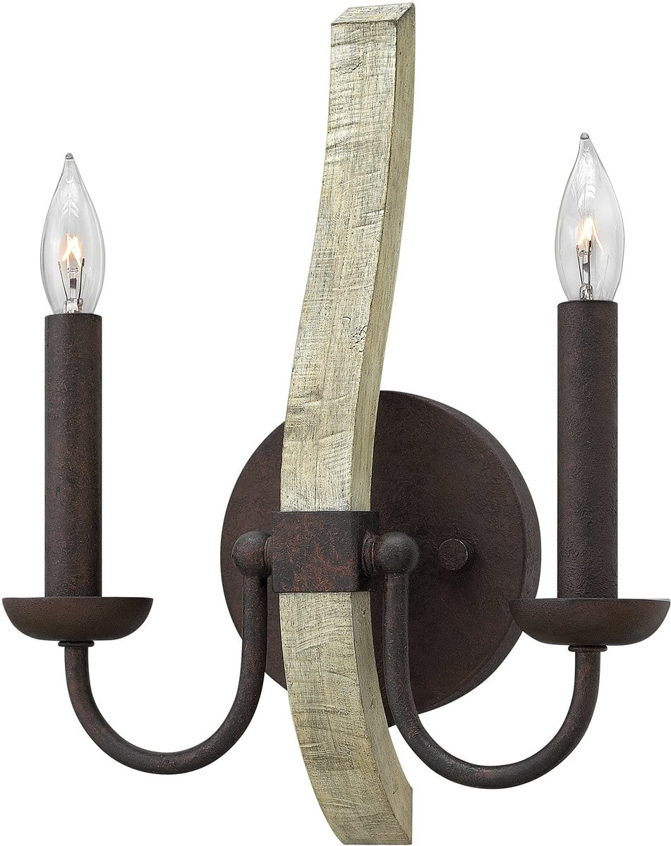 10W Middlefield 2-Light Wall Sconce - Rustic Iron Finish - Perfect for Bedroom, Hallway & Outdoor Porch Lighting