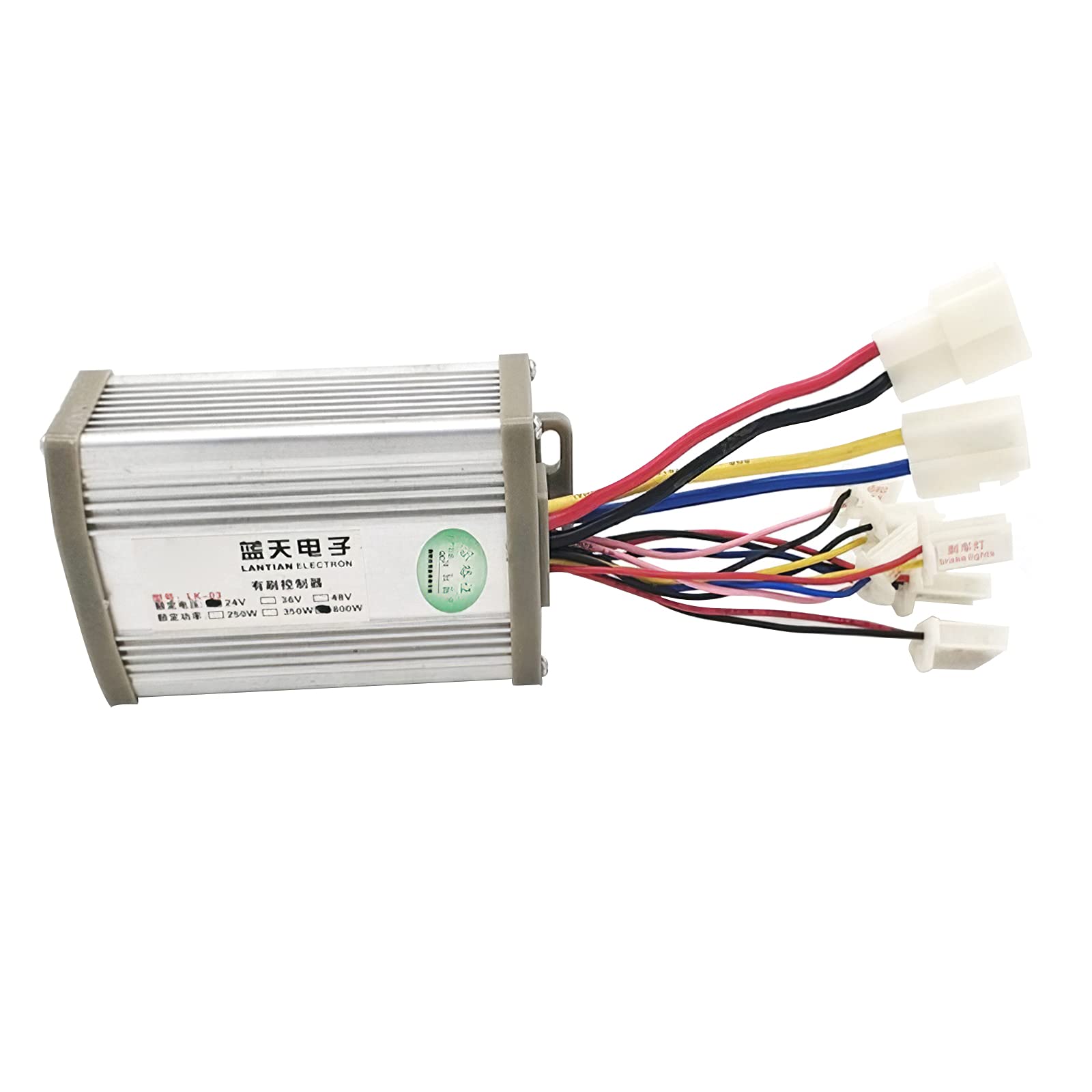 24V 800W Brushed Electric Motor Controller - Aluminum Alloy Silver with 8 Interfaces for E-Bike, E-Tricycle & Scooter | Perfect for DIY Electric Vehicle Upgrades & Replacement Parts