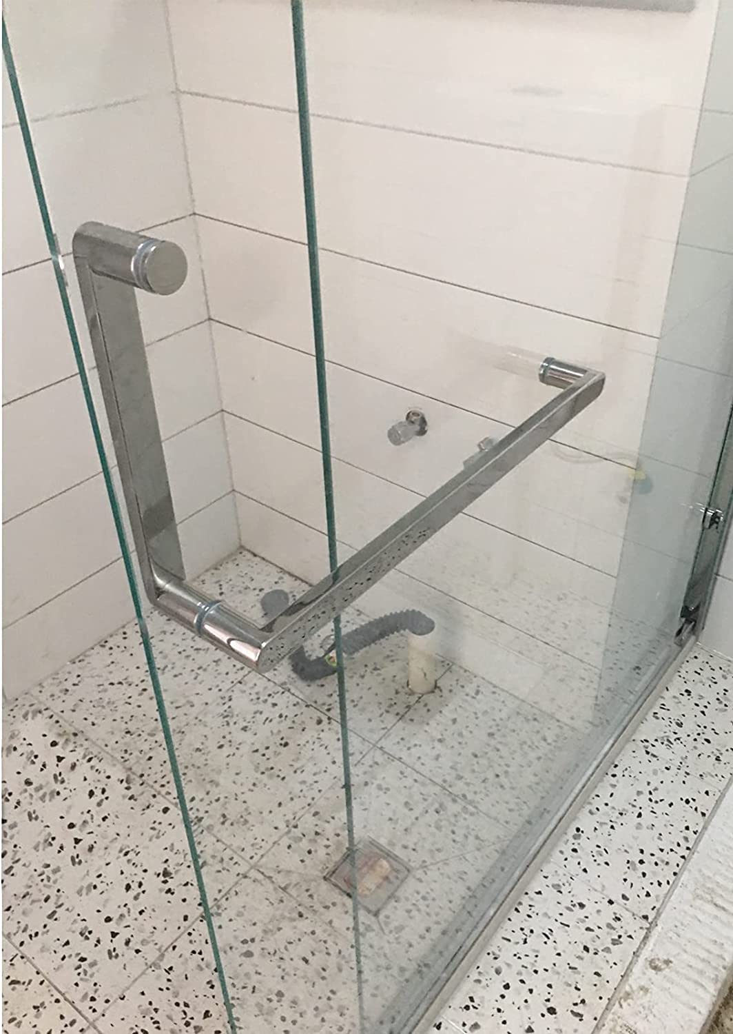 MIQXUAN Stainless Steel Shower Door Handle - Full Polished Finish for Glass Sliding Doors - Durable Bathroom Hardware Accessories - Perfect for Modern Homes, Hotels and Spa Showers