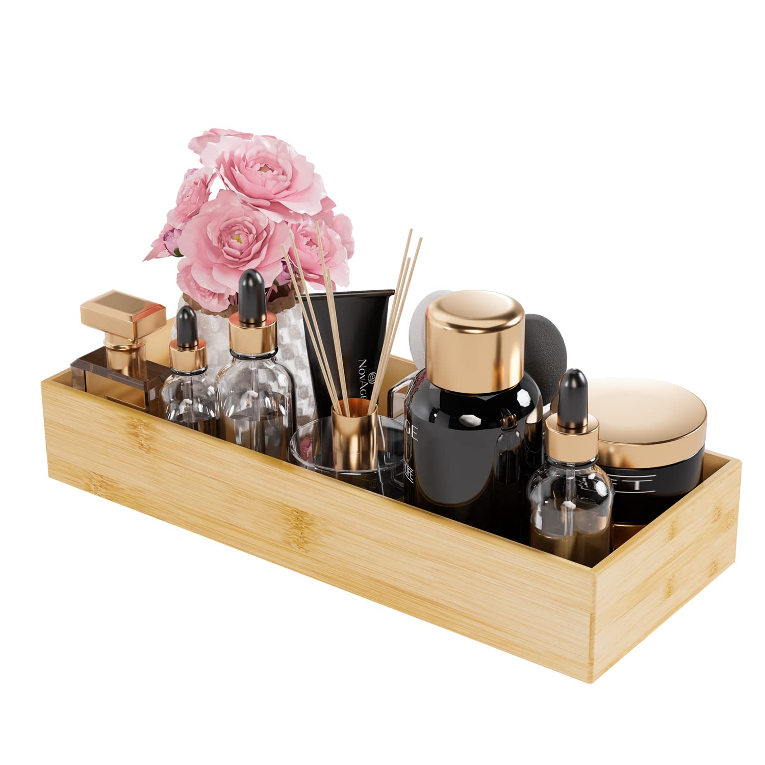 Bamboo Bathroom Vanity Tray Organizer - 15