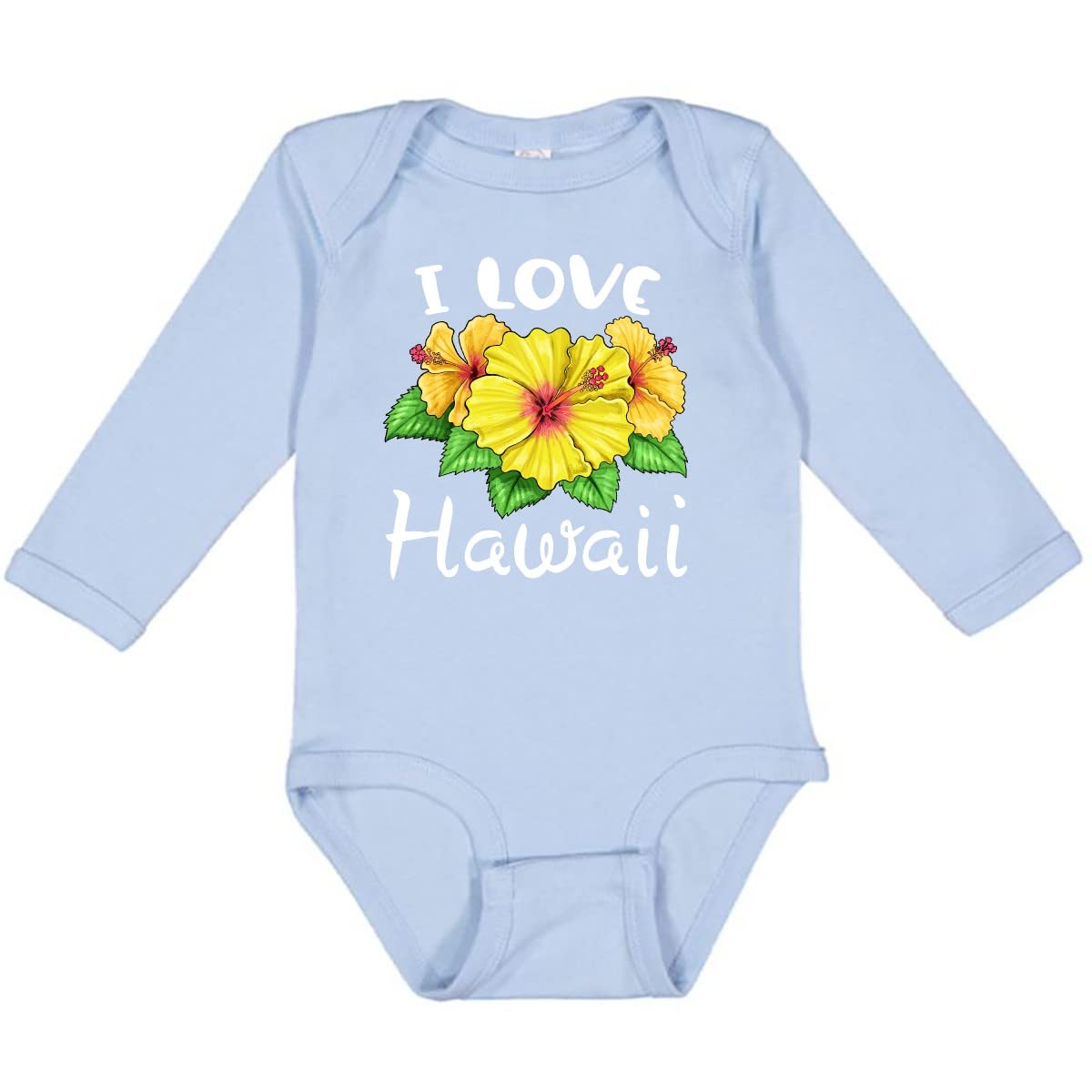 Inktastic I Love Hawaii Hibiscus Flowers Long Sleeve Baby Bodysuit - Soft Cotton Creeper for Infants, Perfect for Beach Vacations & Tropical Themed Photoshoots