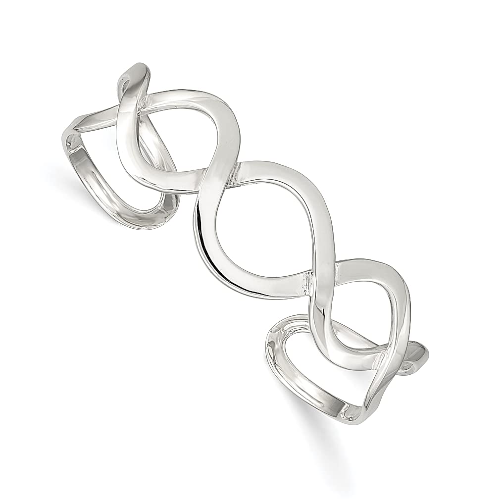 925 Sterling Silver Circle Design Cuff Bangle Bracelet - Adjustable & Stackable Women's Fine Jewelry Gift for Her - Perfect for Everyday Wear, Parties & Special Occasions